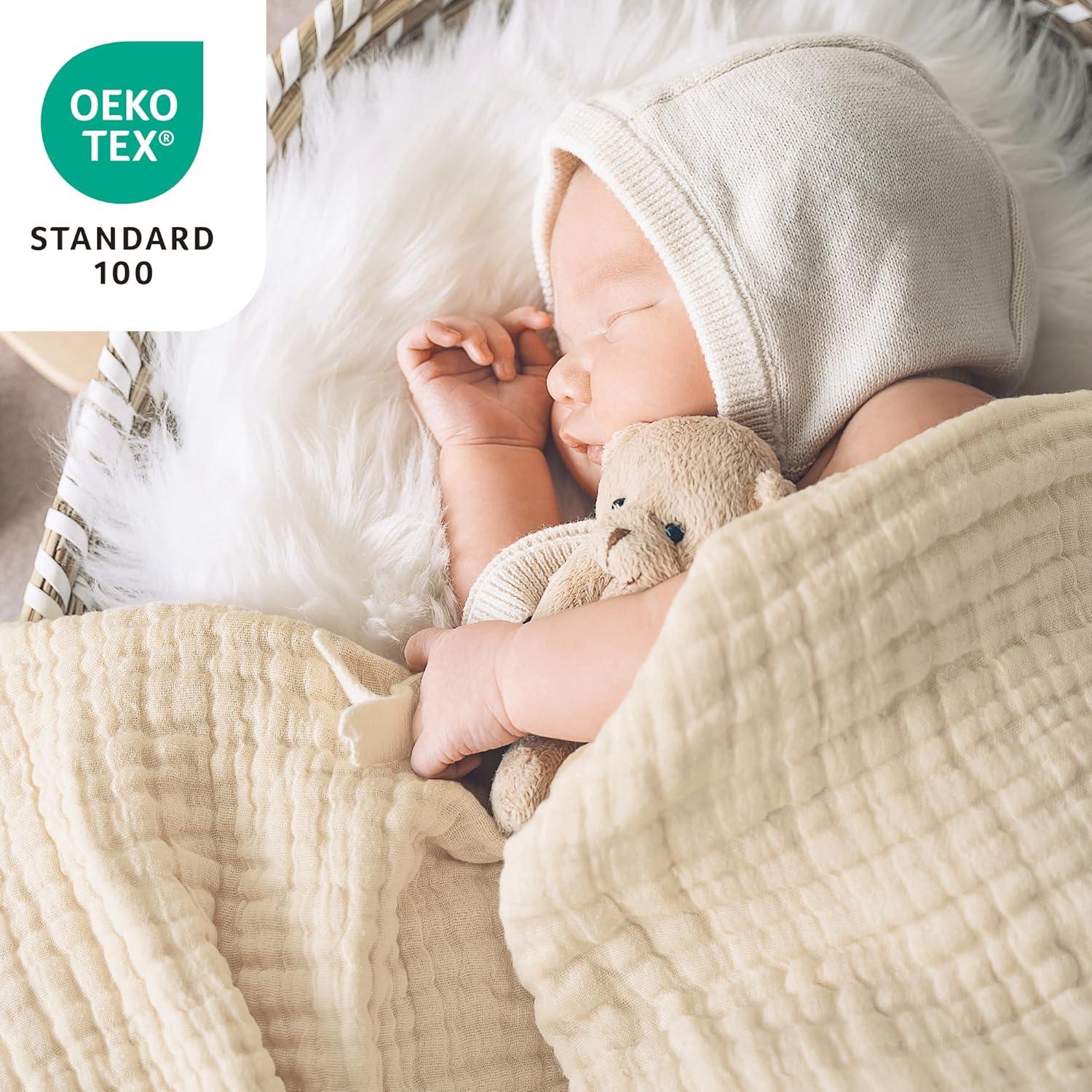 Manta de Muselina 100% Algodón Cabaña del Amor 130x150 cm Beige