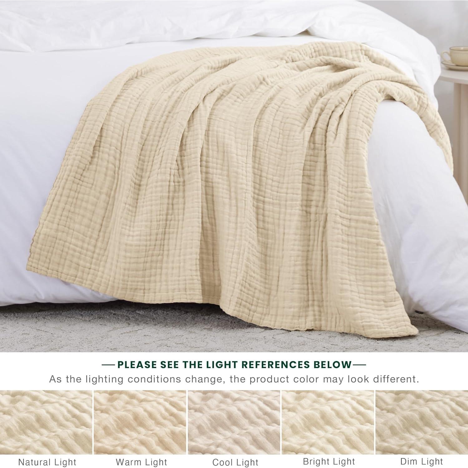 Manta de Muselina 100% Algodón Cabaña del Amor 130x150 cm Beige