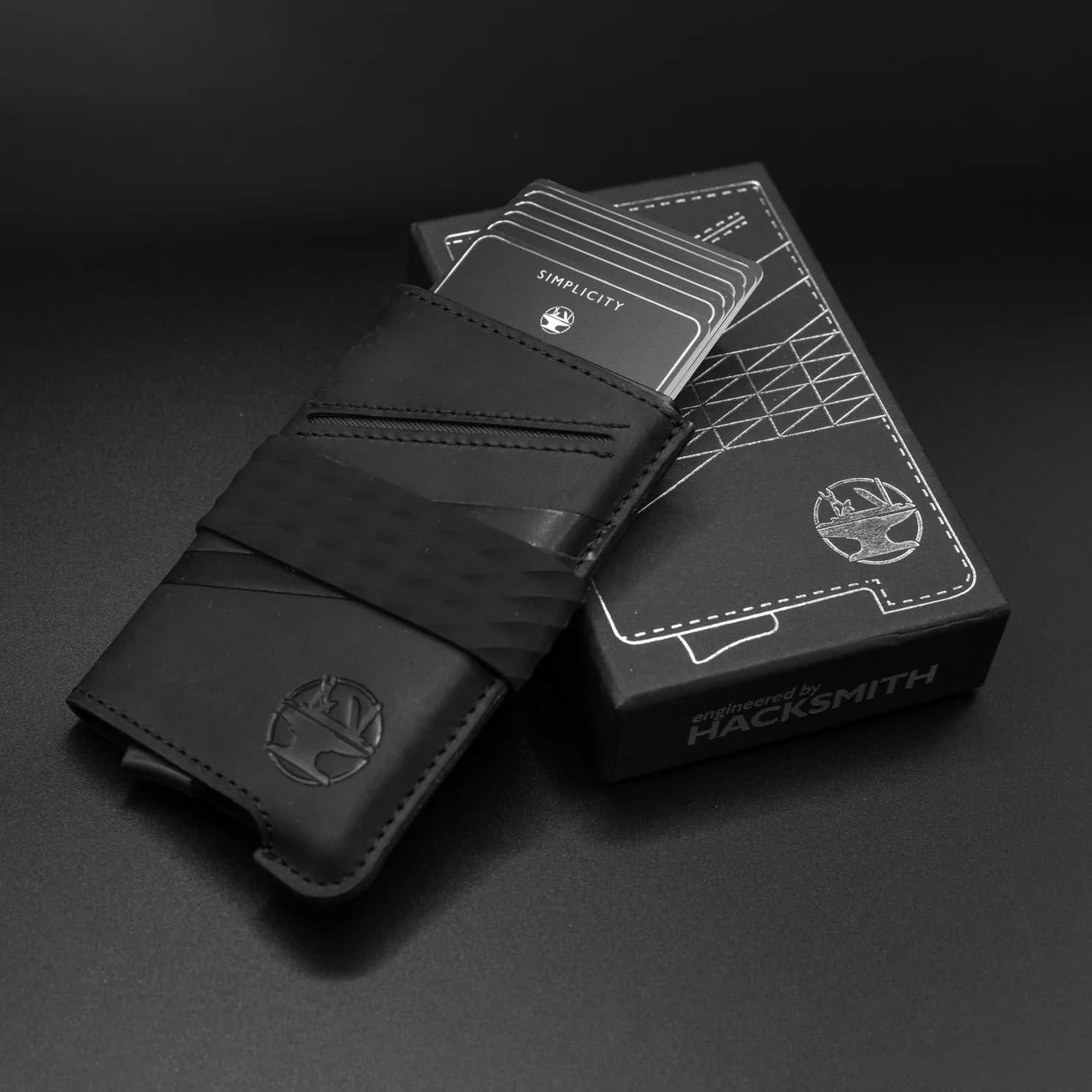 Cartera RFID Minimalista Hacksmith para Hombres - Negro