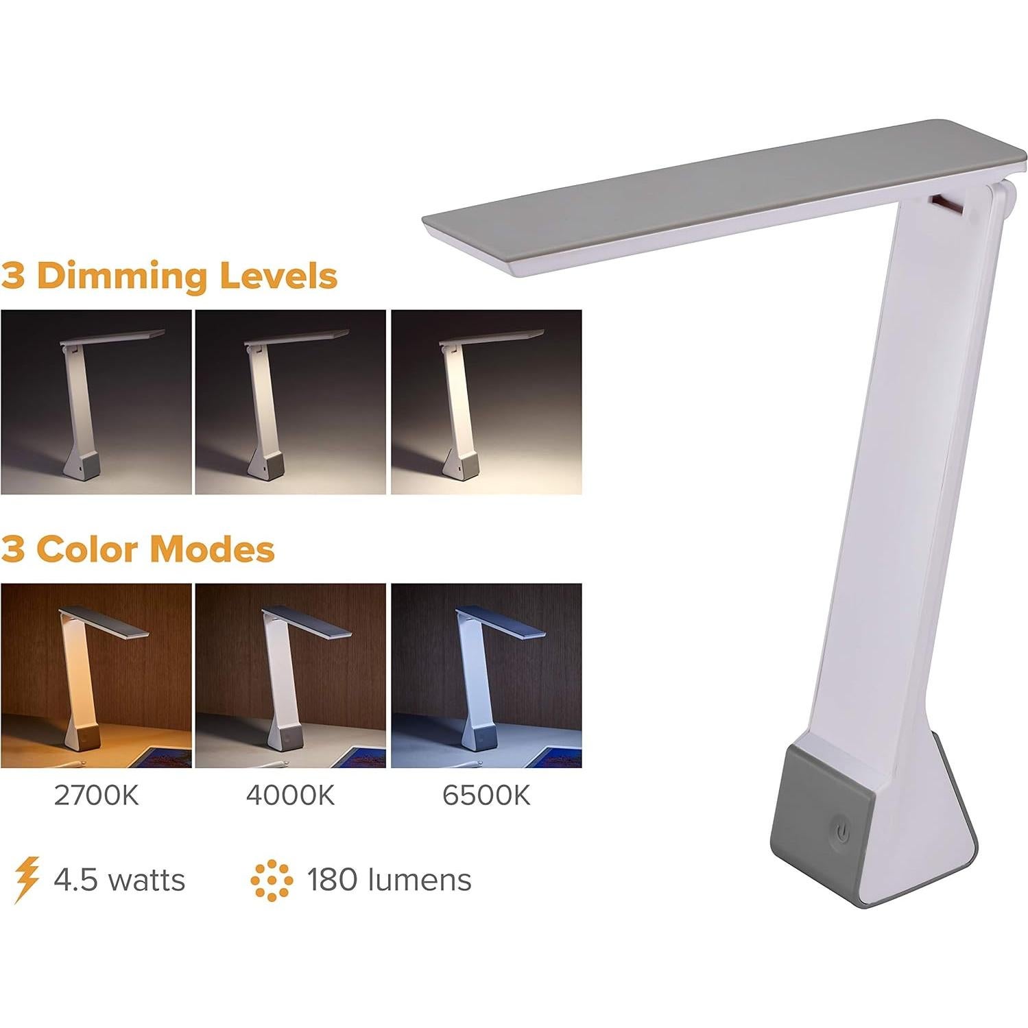 Lámpara de escritorio LED Bostitch Office gris, 3 temperaturas