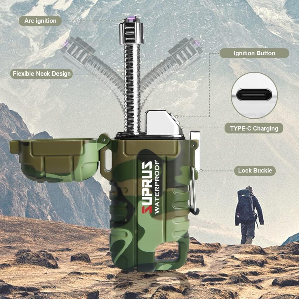 Encendedor a Prueba de Agua SUPRUS Recargable USB-C Camuflaje