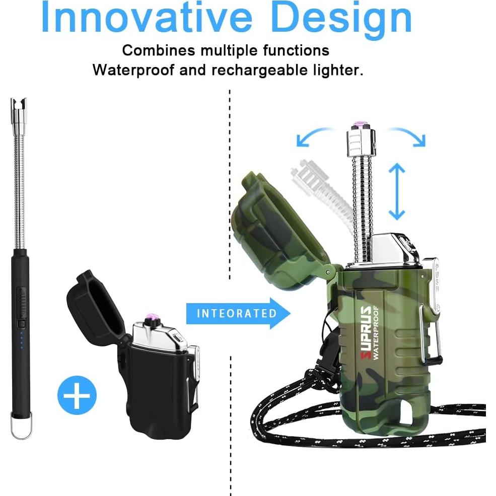 Encendedor a Prueba de Agua SUPRUS Recargable USB-C Camuflaje