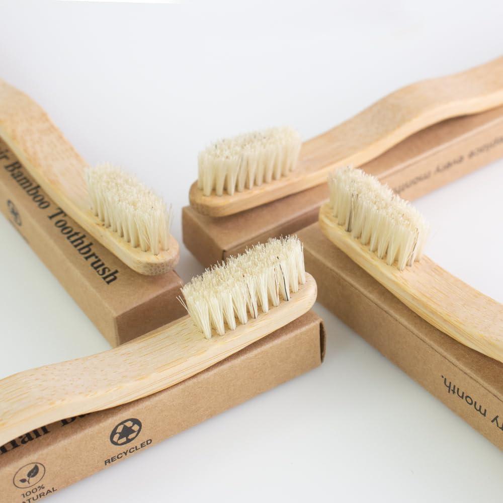 Cepillo de Dientes de Bambú MiQi con Cerda de Jabalí - 4 Piezas