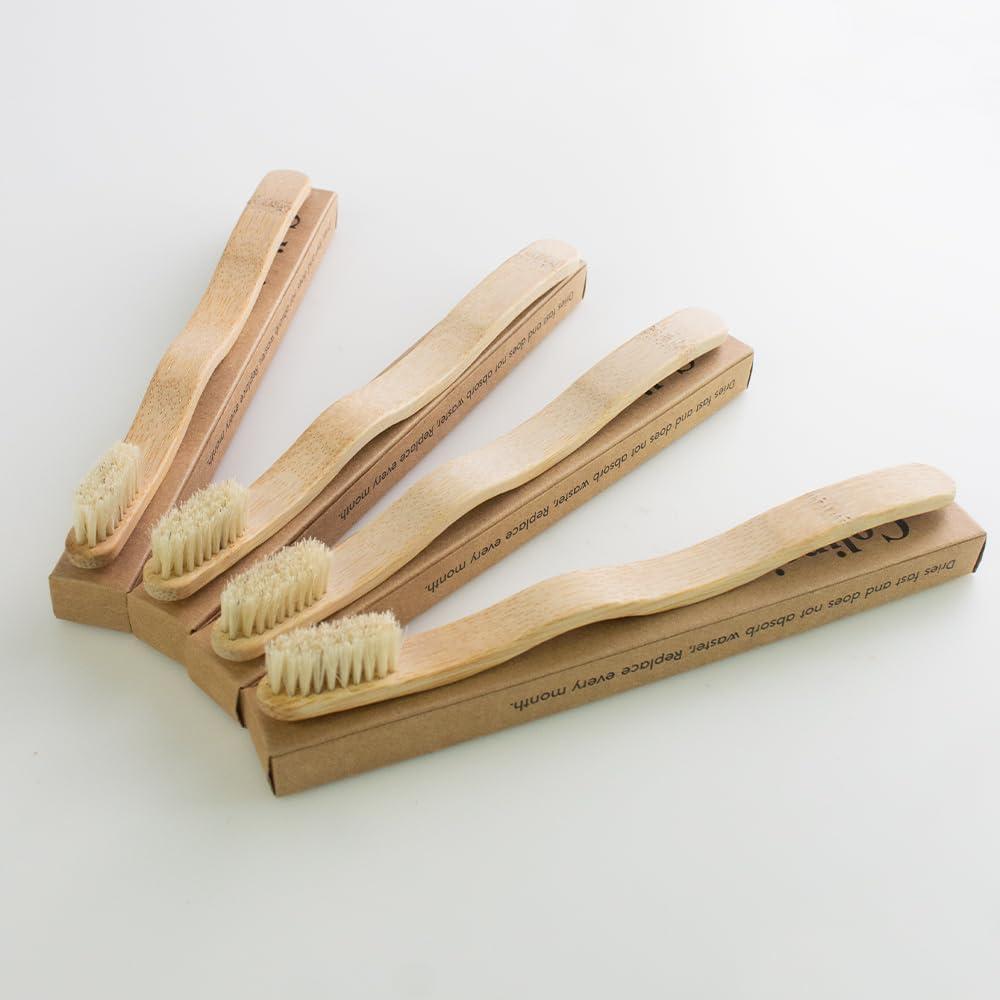 Cepillo de Dientes de Bambú MiQi con Cerda de Jabalí - 4 Piezas