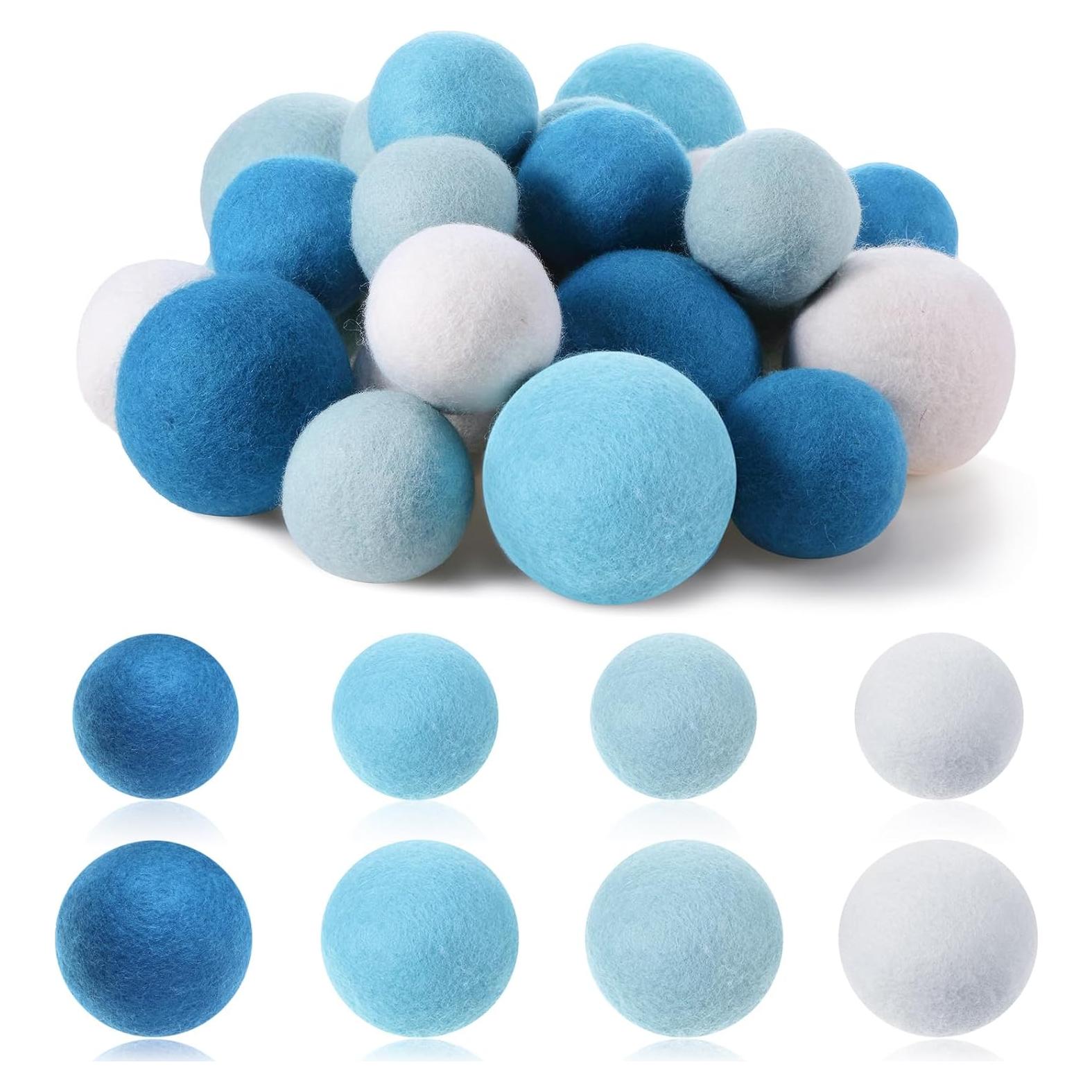 Paquete de 24 bolas de lana reutilizables Vincreem 6 y 8 cm