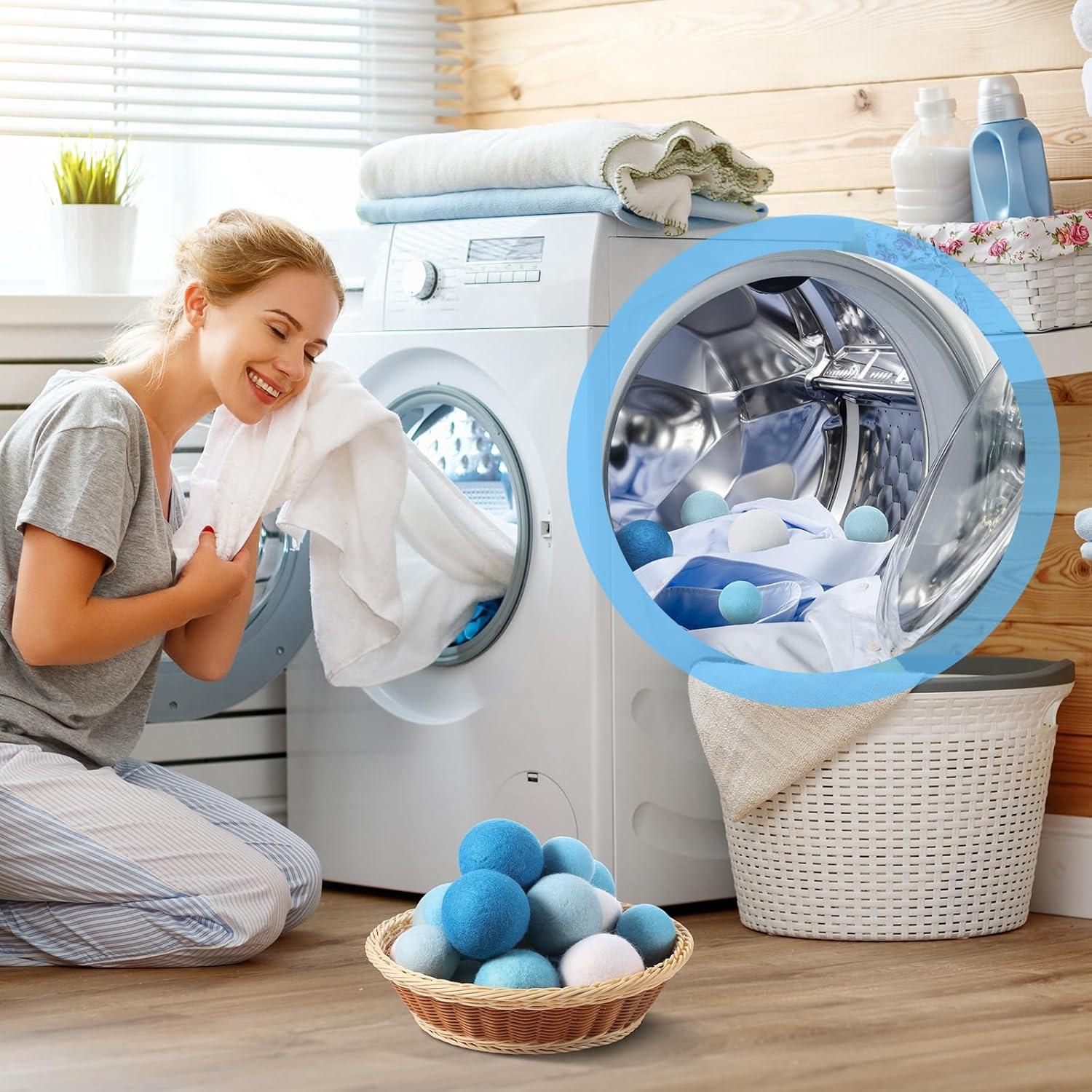 Paquete de 24 bolas de lana reutilizables Vincreem 6 y 8 cm