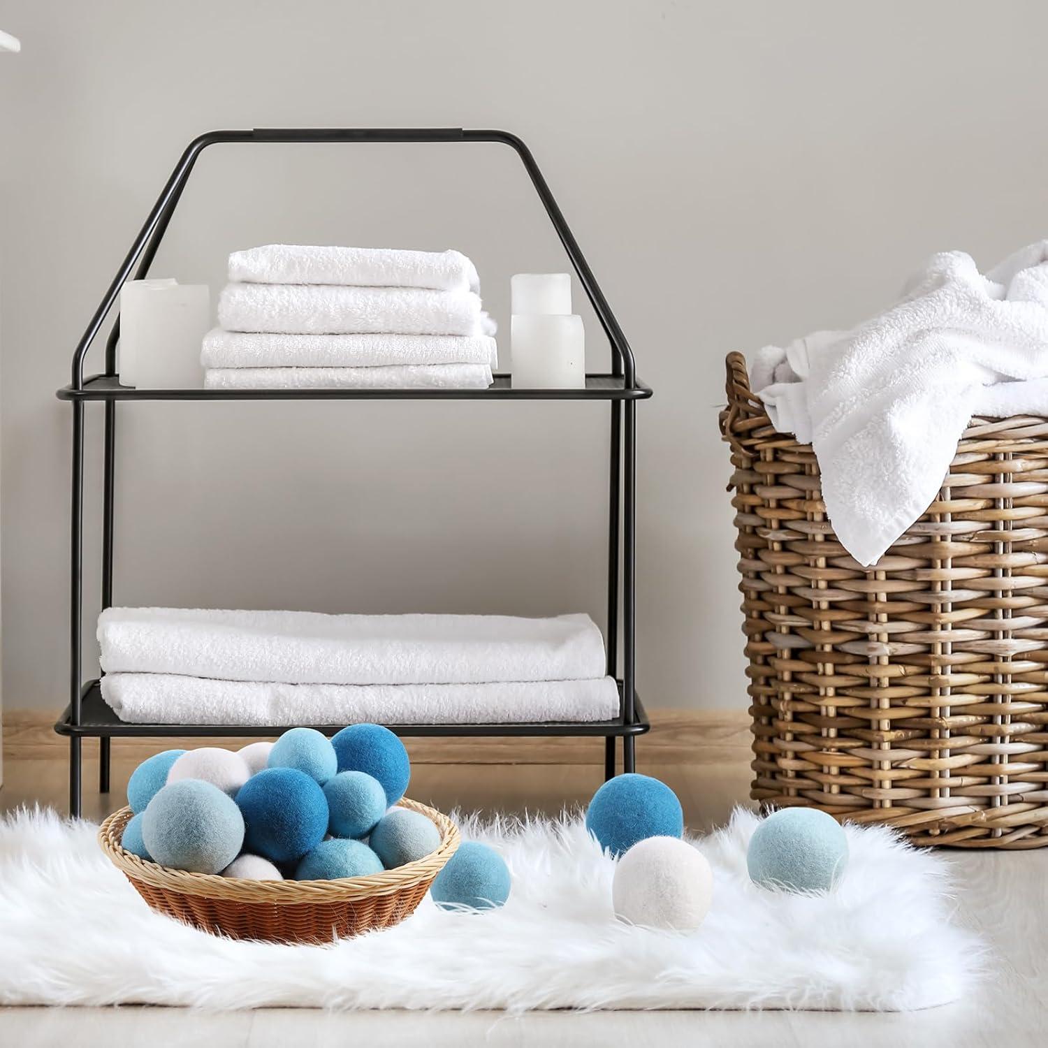 Paquete de 24 bolas de lana reutilizables Vincreem 6 y 8 cm