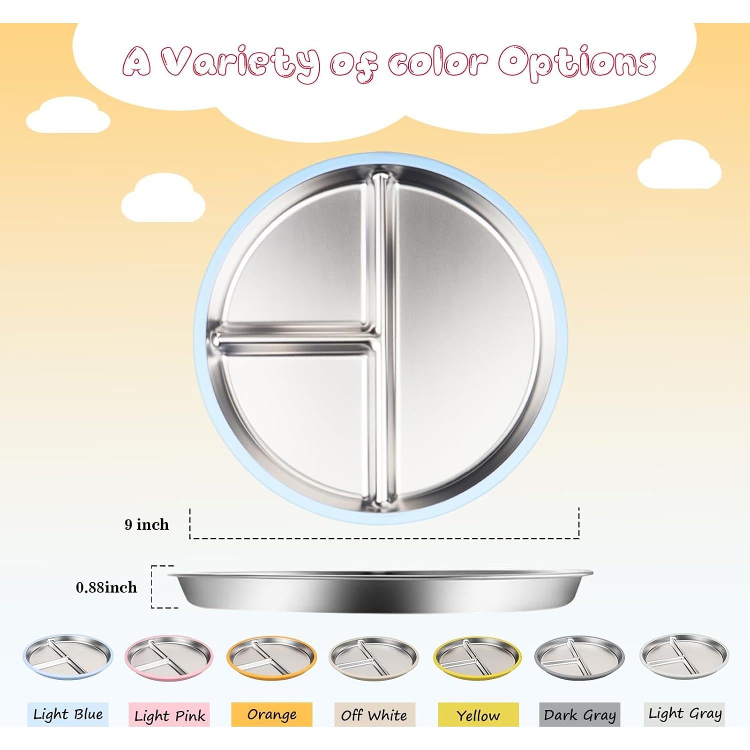 Plato Dividido de Acero Inoxidable Joinshow para Bebés 22.86 cm