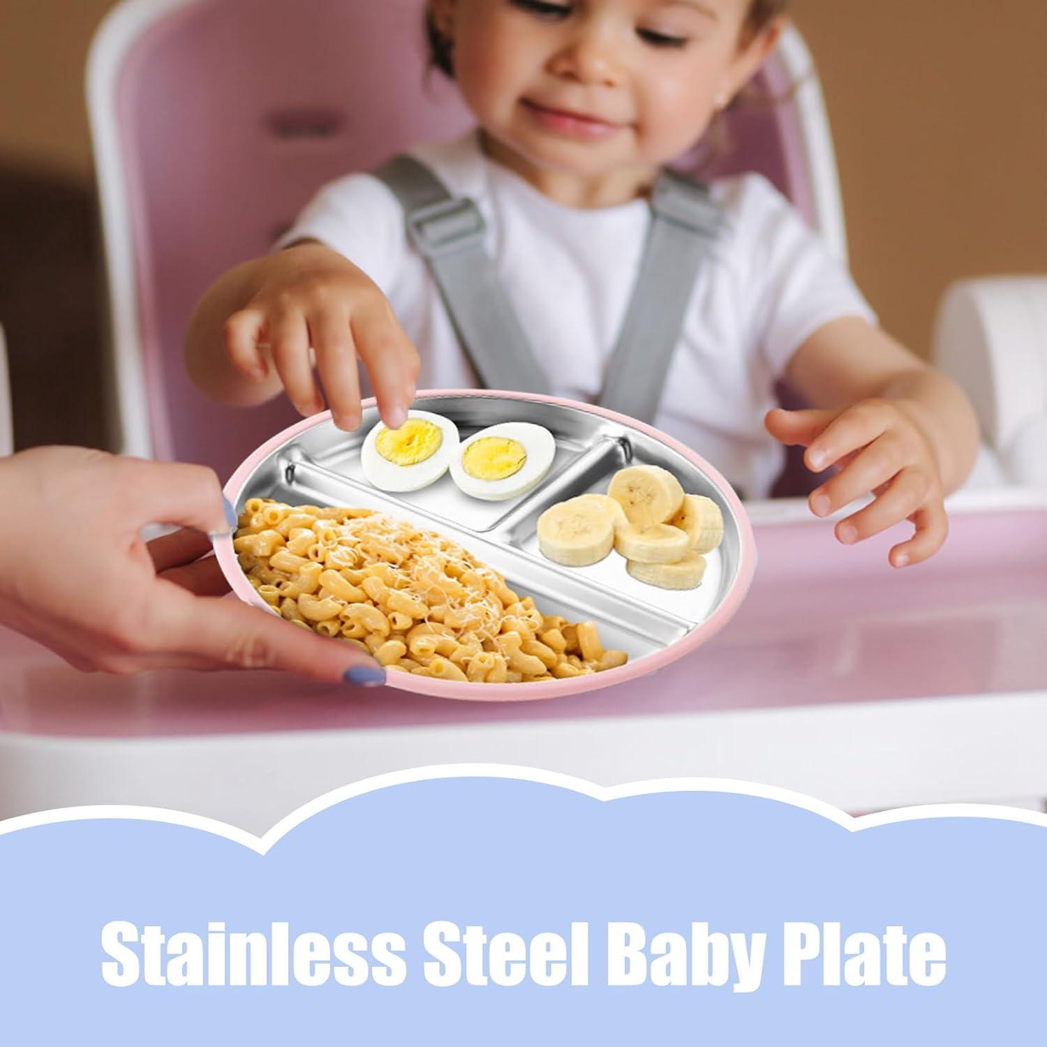 Plato Dividido de Acero Inoxidable Joinshow para Bebés 22.86 cm