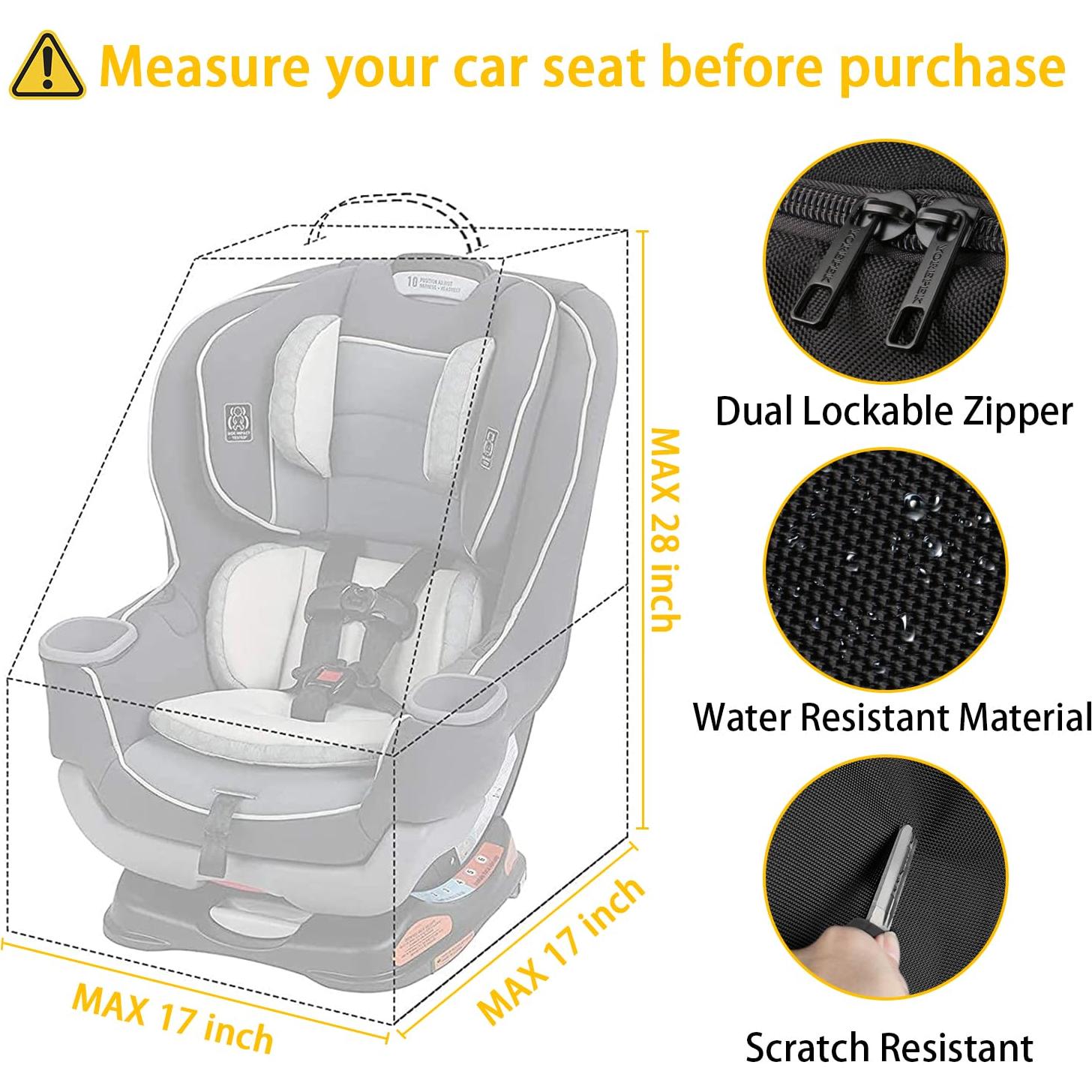 Mochila de Viaje YOREPEK para Asiento de Coche Negro 43x43x71cm