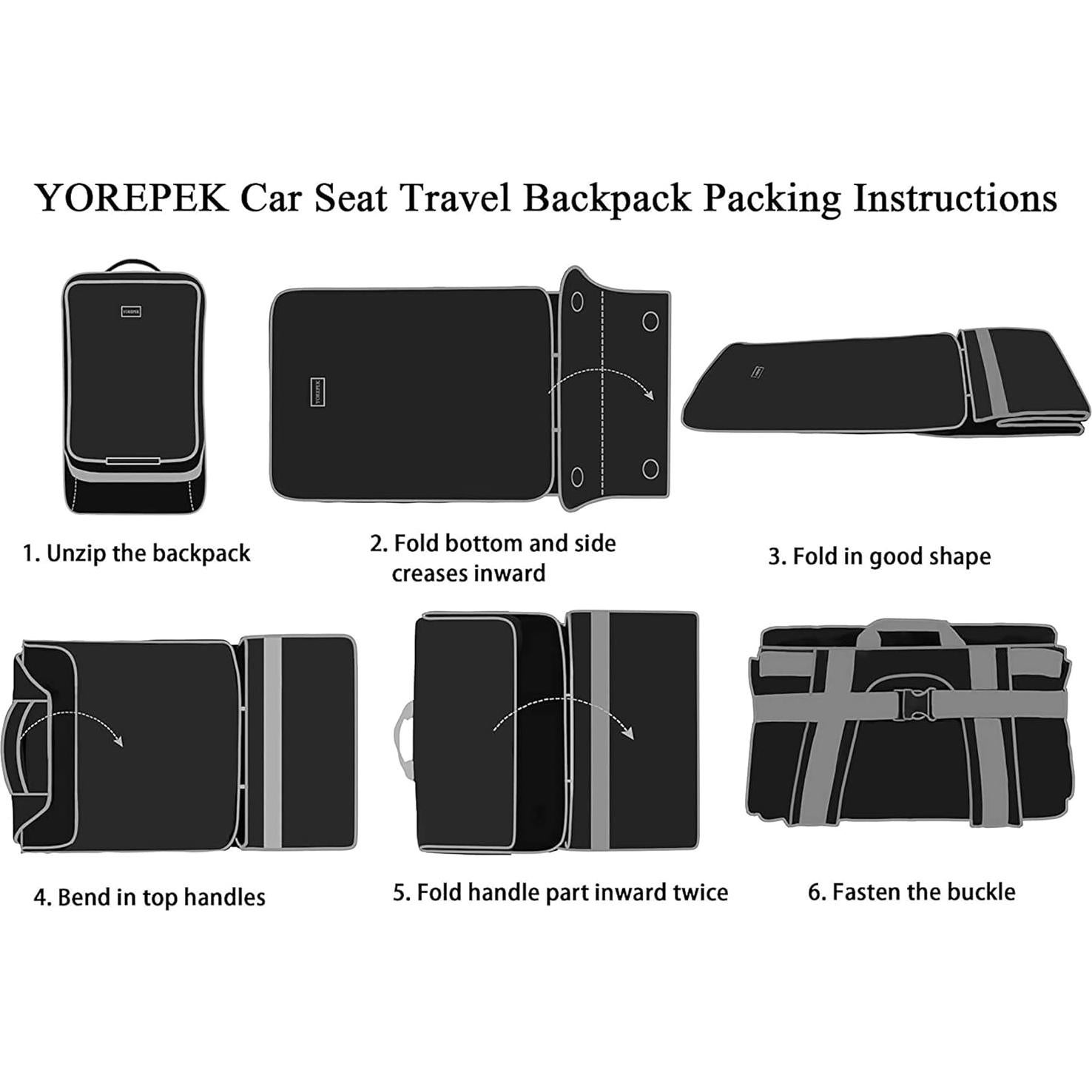 Mochila de Viaje YOREPEK para Asiento de Coche Negro 43x43x71cm