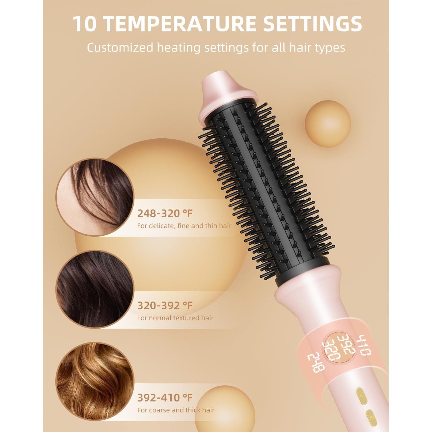 Cepillo Térmico Avvnee 1.26" Rosa - 10 Temperaturas, Antifrizz