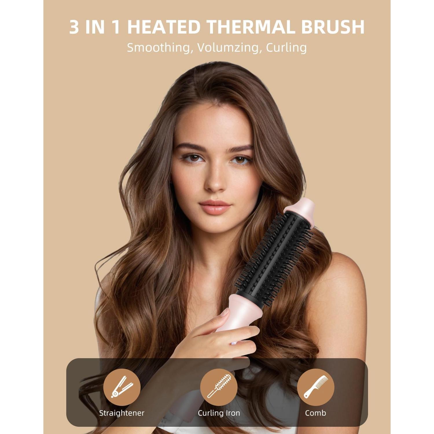 Cepillo Térmico Avvnee 1.26" Rosa - 10 Temperaturas, Antifrizz