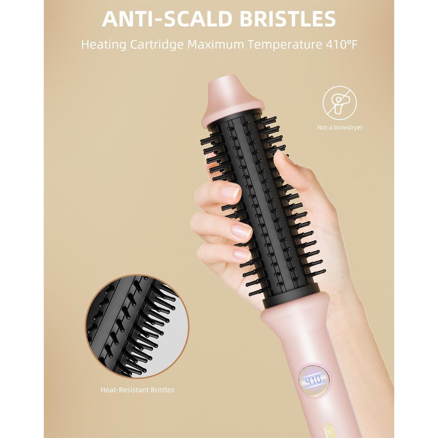 Cepillo Térmico Avvnee 1.26" Rosa - 10 Temperaturas, Antifrizz