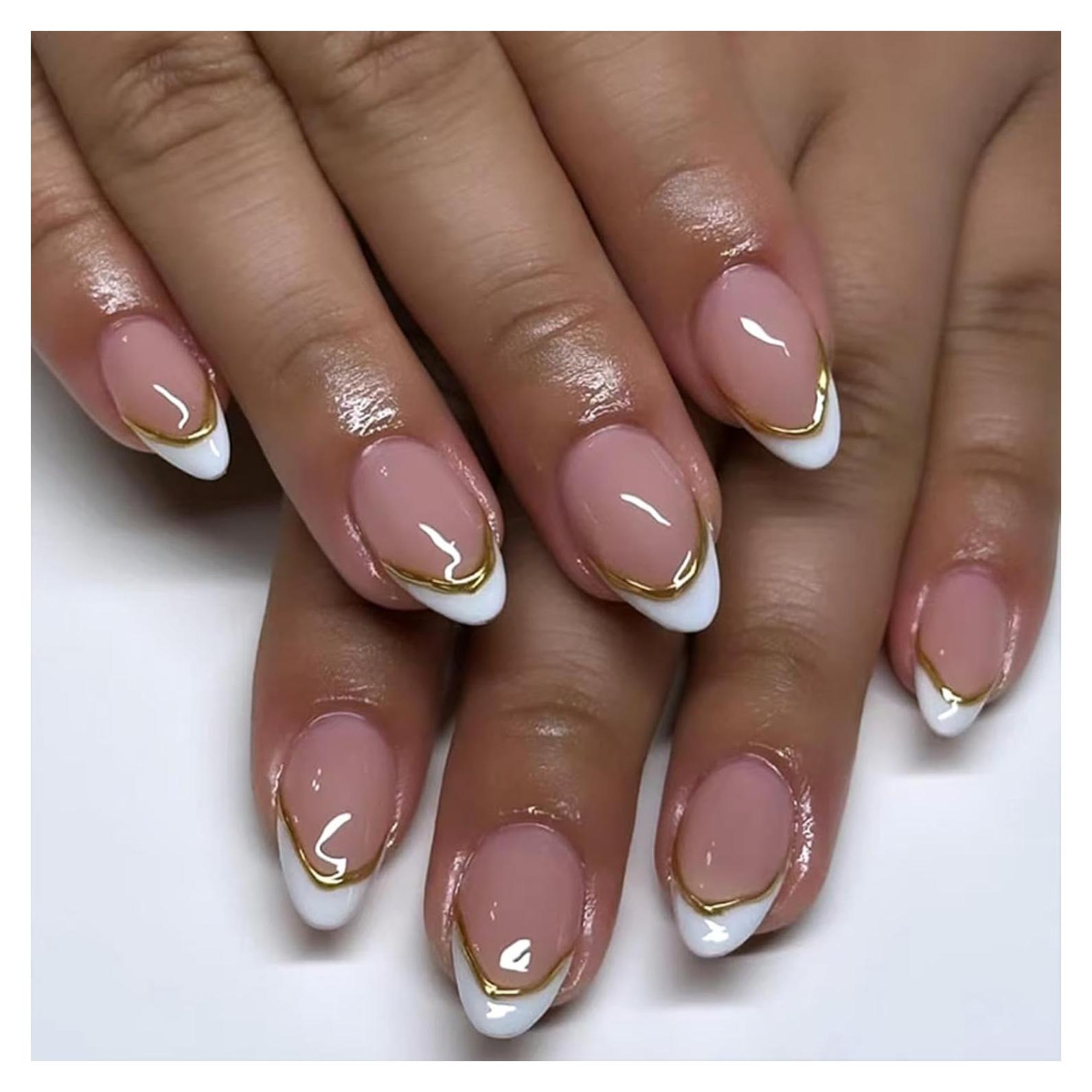 Uñas Postizas Punta Francesa Blanca NBNTGH - 24 Piezas