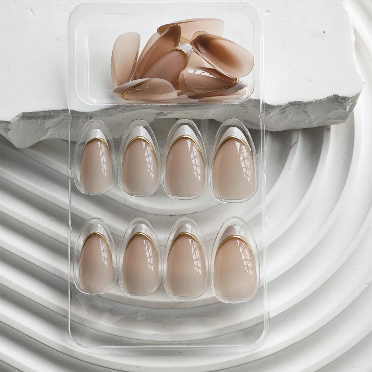 Uñas Postizas Punta Francesa Blanca NBNTGH - 24 Piezas