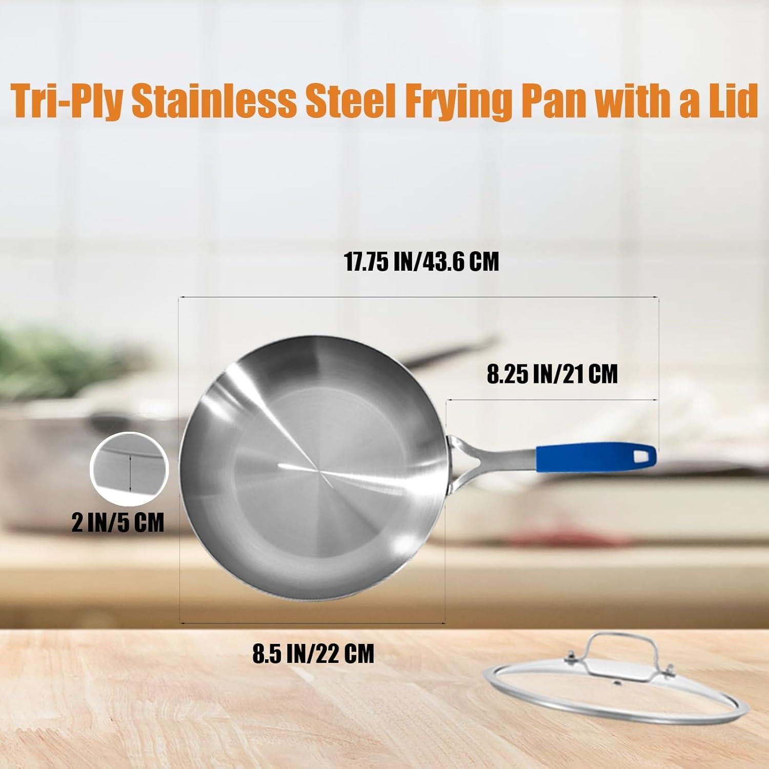 Sartén de Acero Inoxidable Inqibee 21.6 cm con Tapa