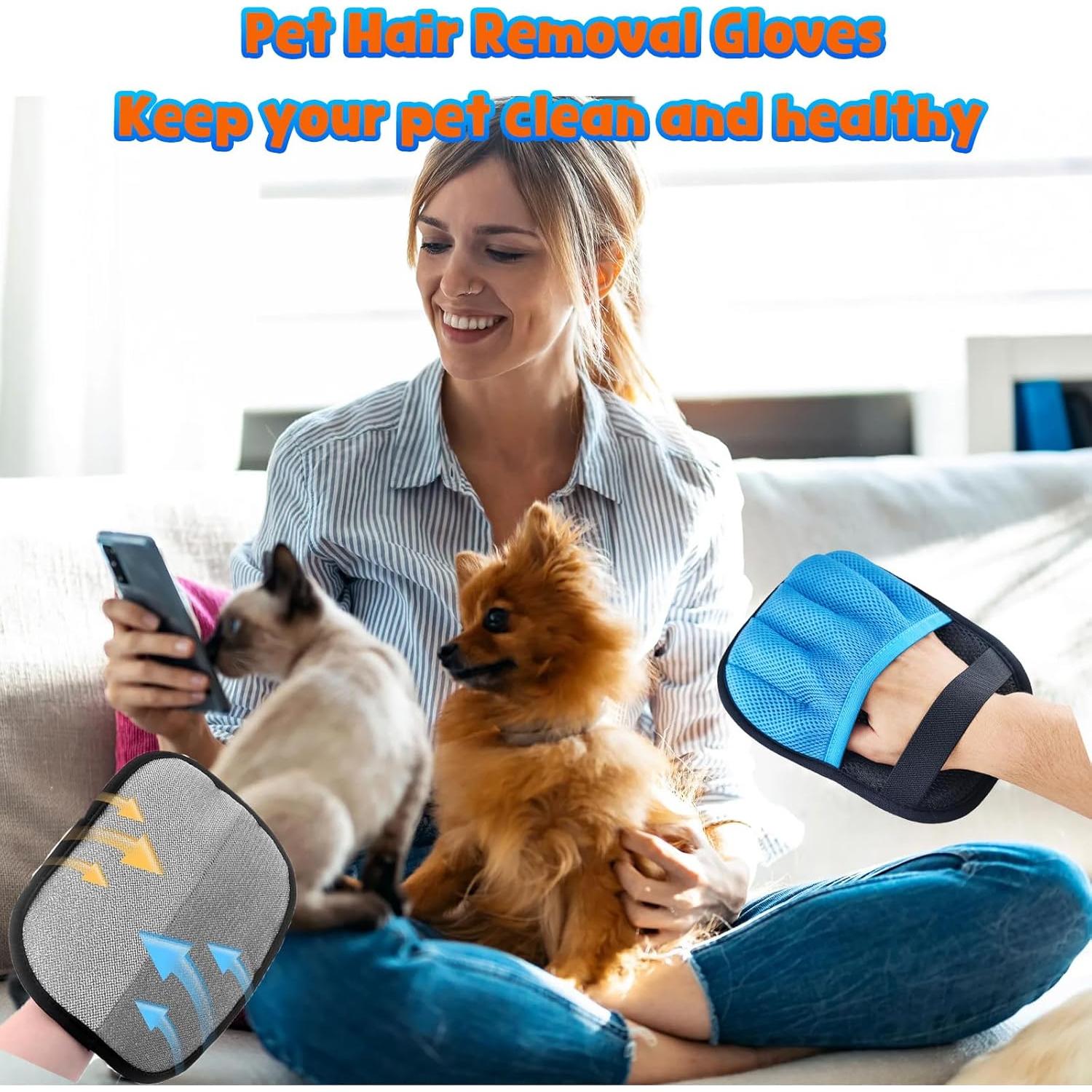 Guante Quitapelos para Mascotas BHXGLWK Azul Reutilizable