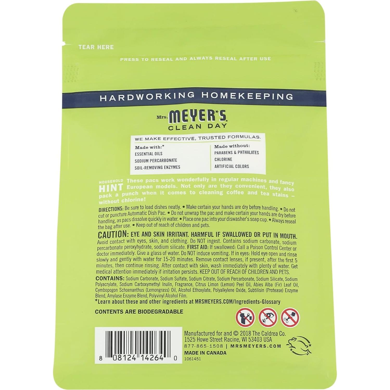 Lavavajillas Mrs. Meyer's 329g Verbena de Limón Biodegradable