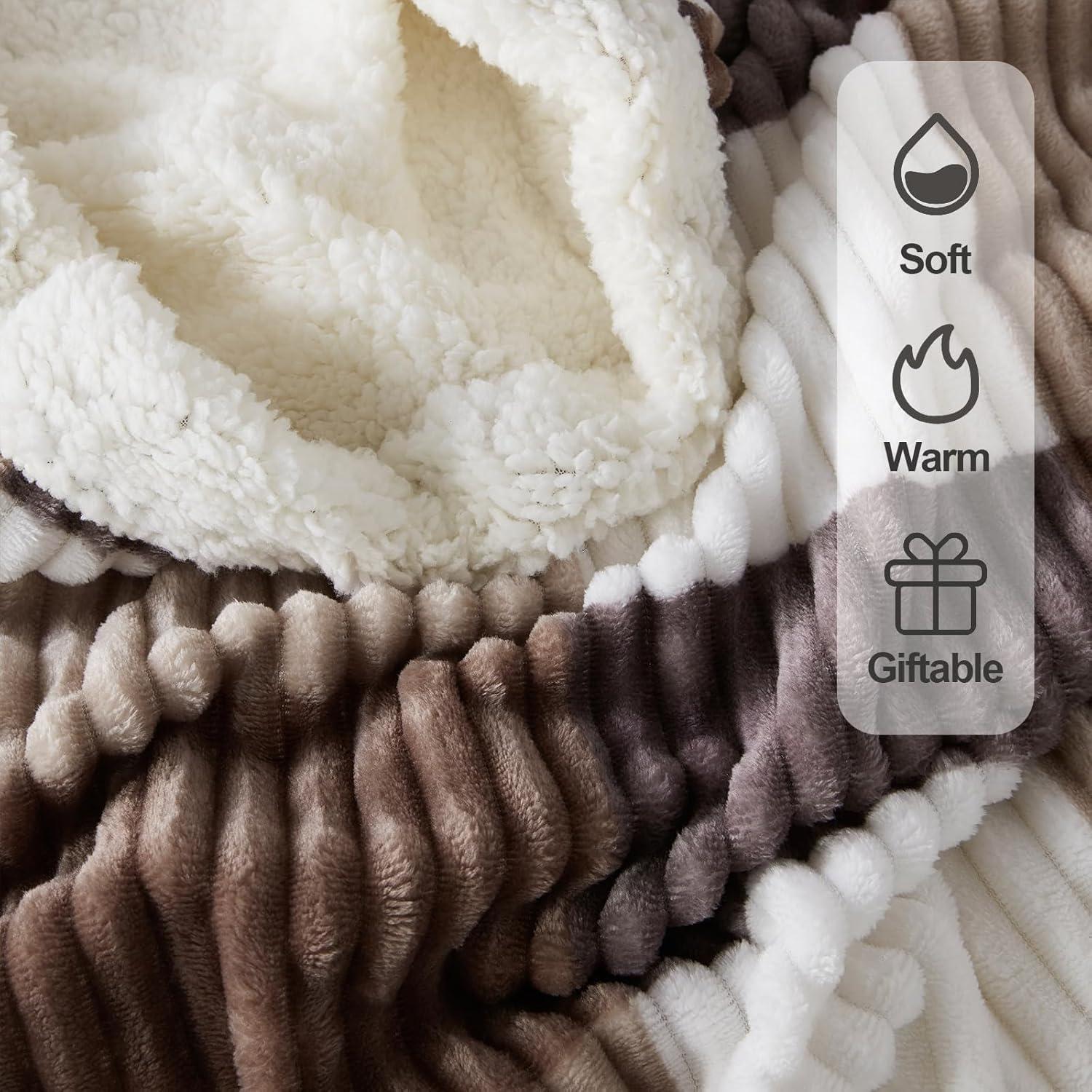 Manta de Sherpa Gracelife Beige 152x203 cm A Cuadros