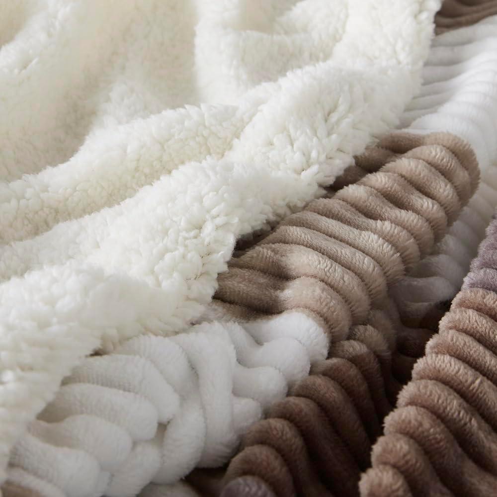 Manta de Sherpa Gracelife Beige 152x203 cm A Cuadros