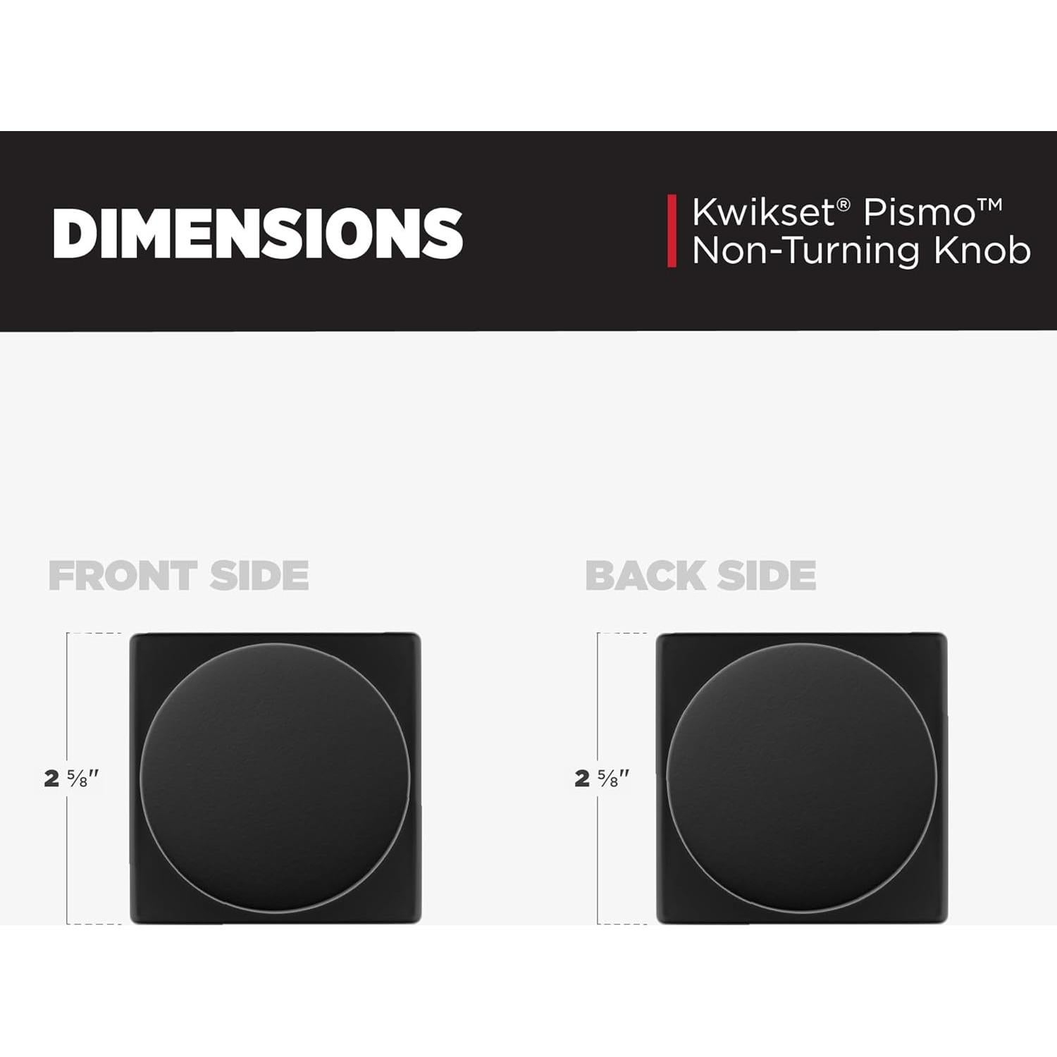 Pomo de Puerta Dummy Kwikset Pismo Negro Mate 6.67 cm