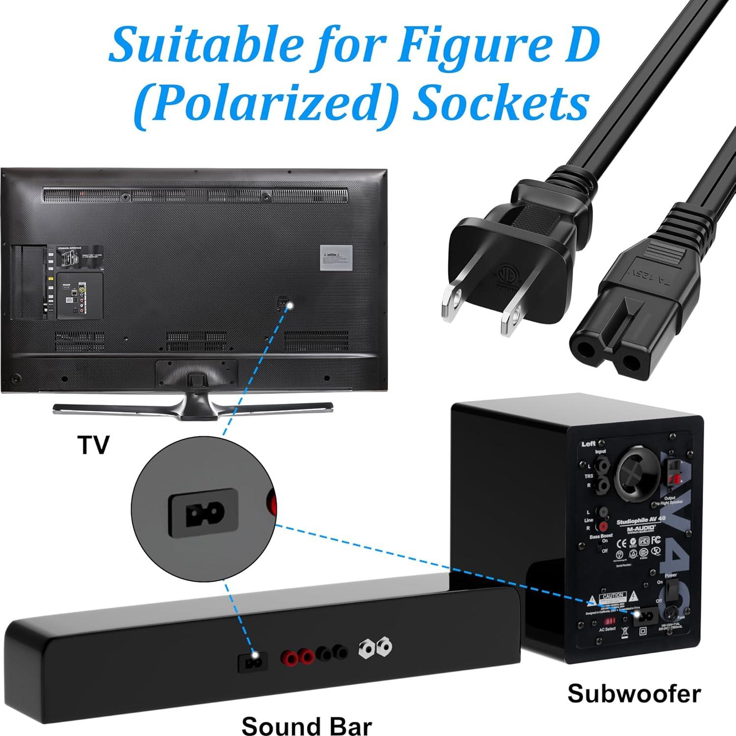 Cable de Alimentación AC Polarizado Kxable 2x2 pies 18AWG