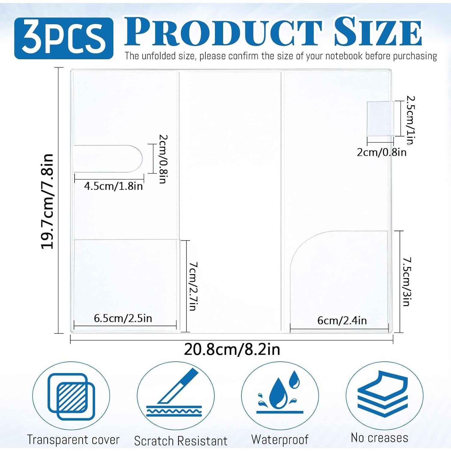 3 Fundas Transparentes PVC Betinyar para Libros y Planificadores