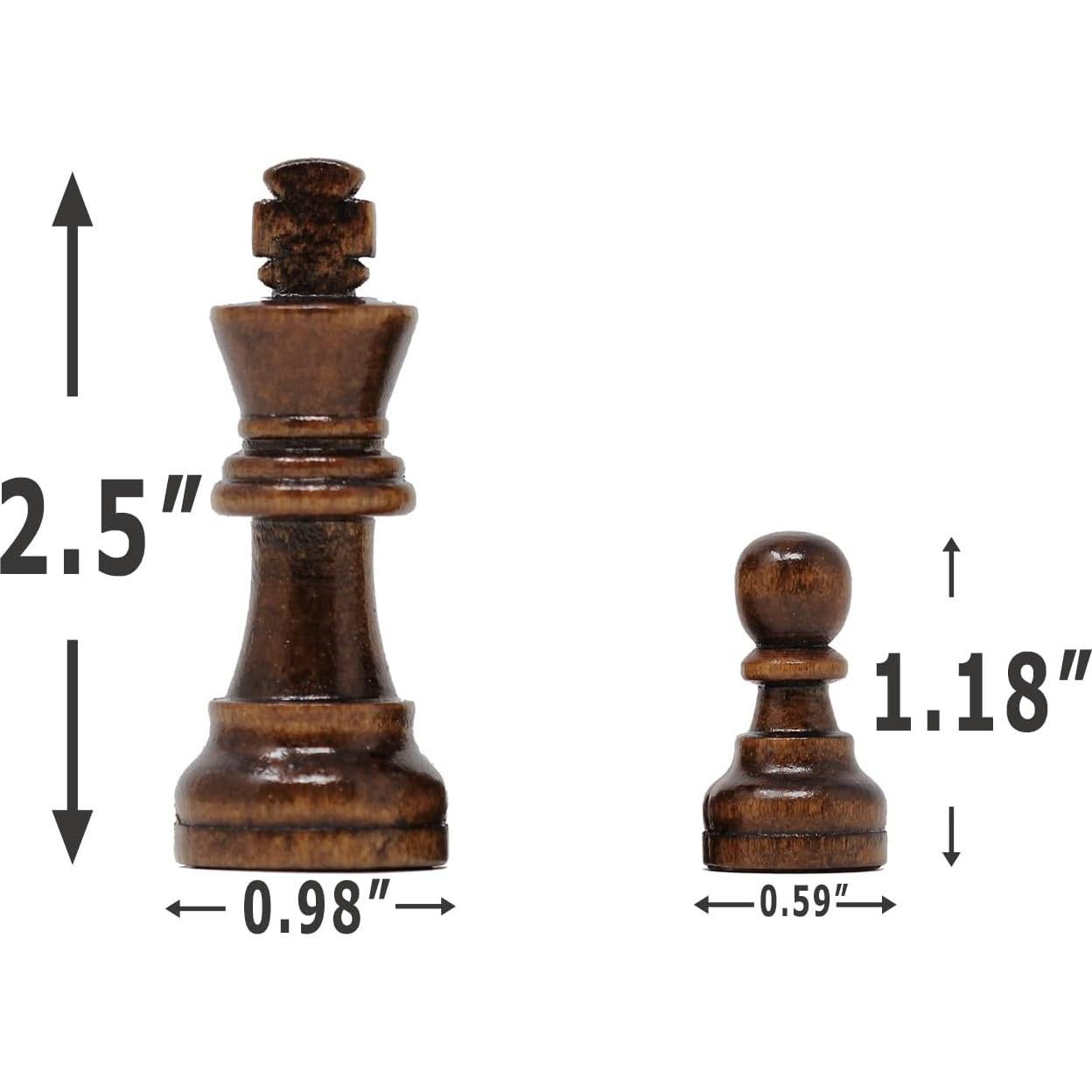 Piezas de Ajedrez de Madera Staunton Da Vinci 32 Piezas 6.35 cm