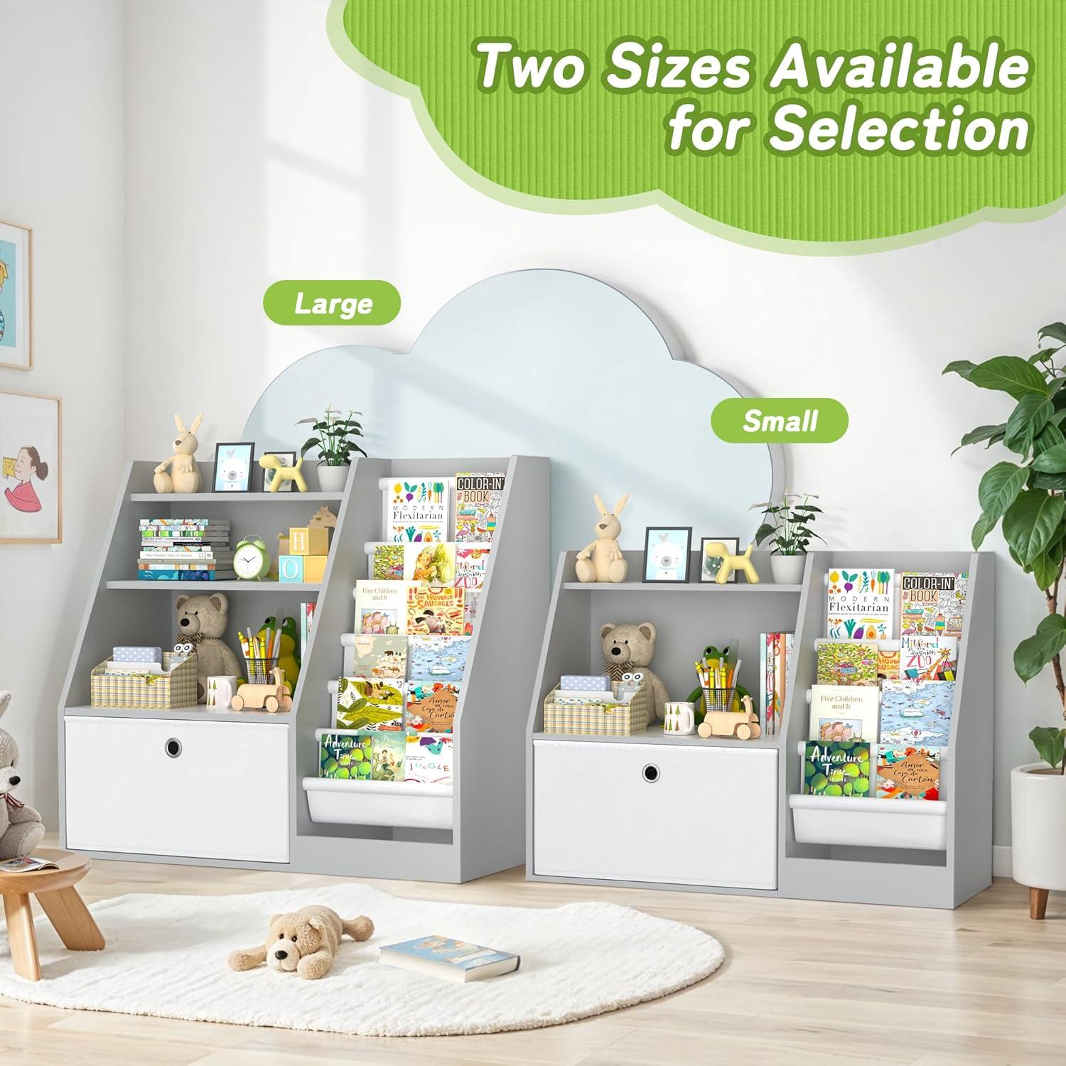 Estantería para Niños TOETOL 2 Niveles 4 Bolsillos Gris