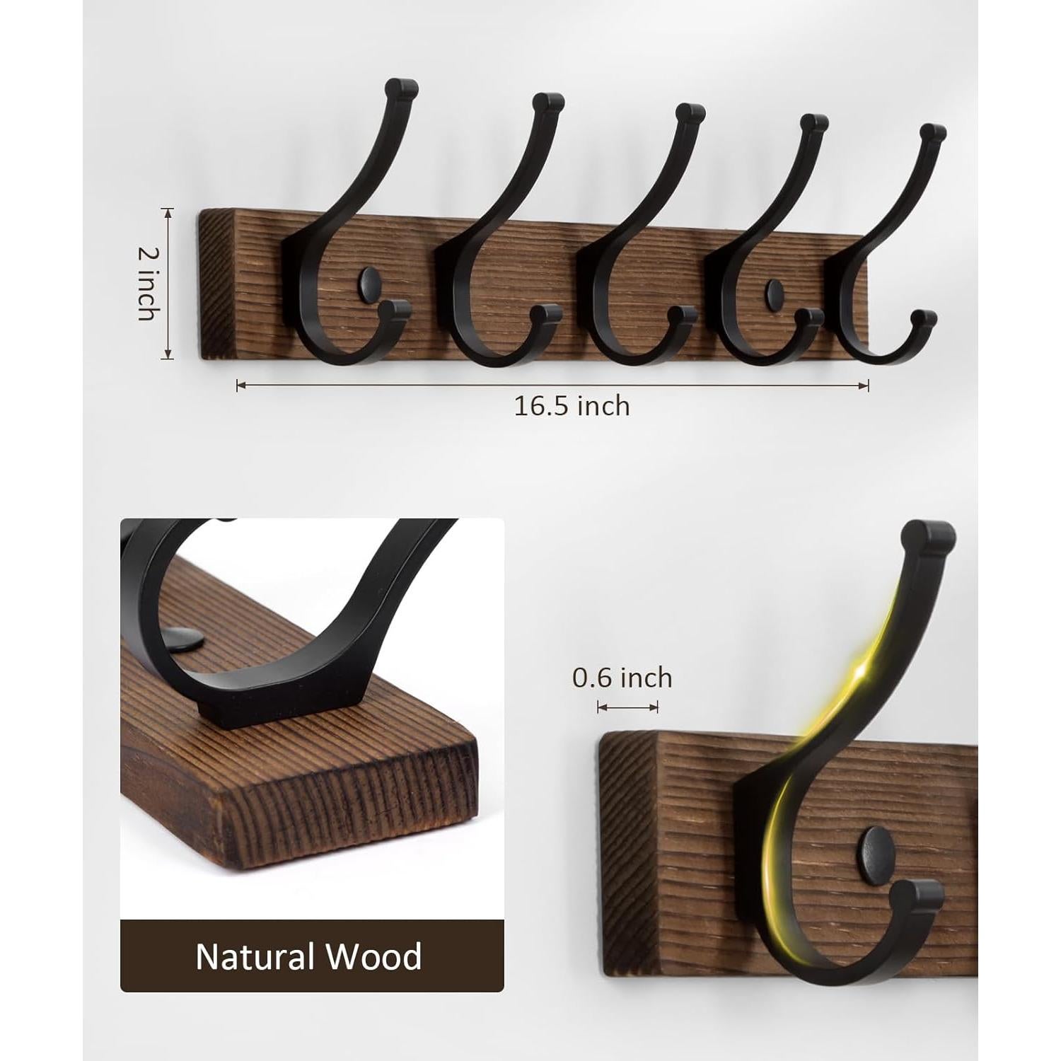 Perchero de Pared Optish 5 Ganchos Madera Marrón 41.91x5.08cm