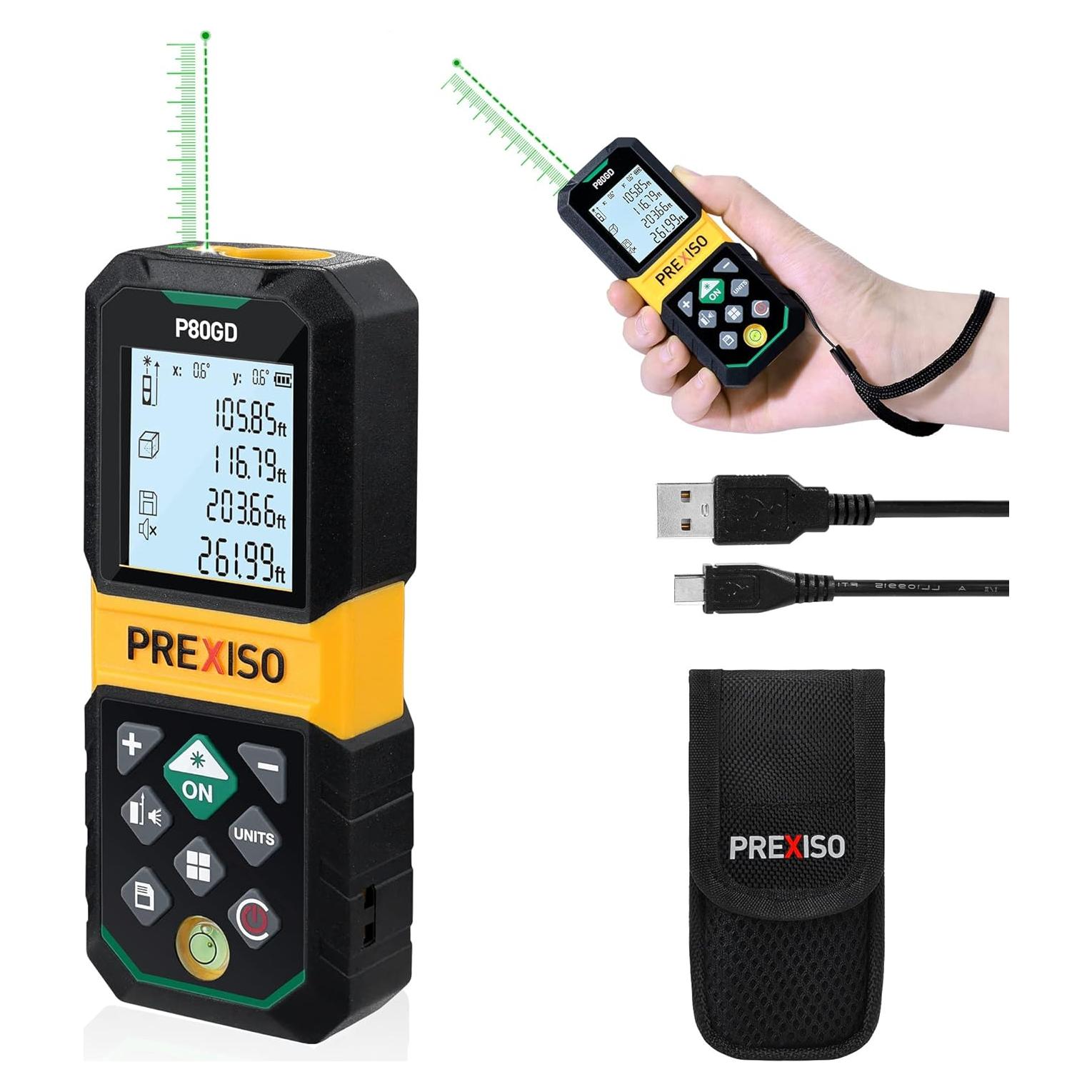 Medidor Láser PREXISO P80GD 80.77m Recargable Verde