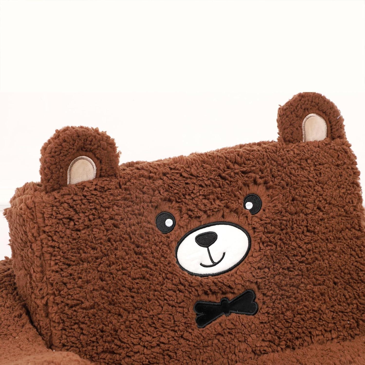 Sofá Infantil 2-en-1 MOMCAYWEX Oso de Peluche Marrón