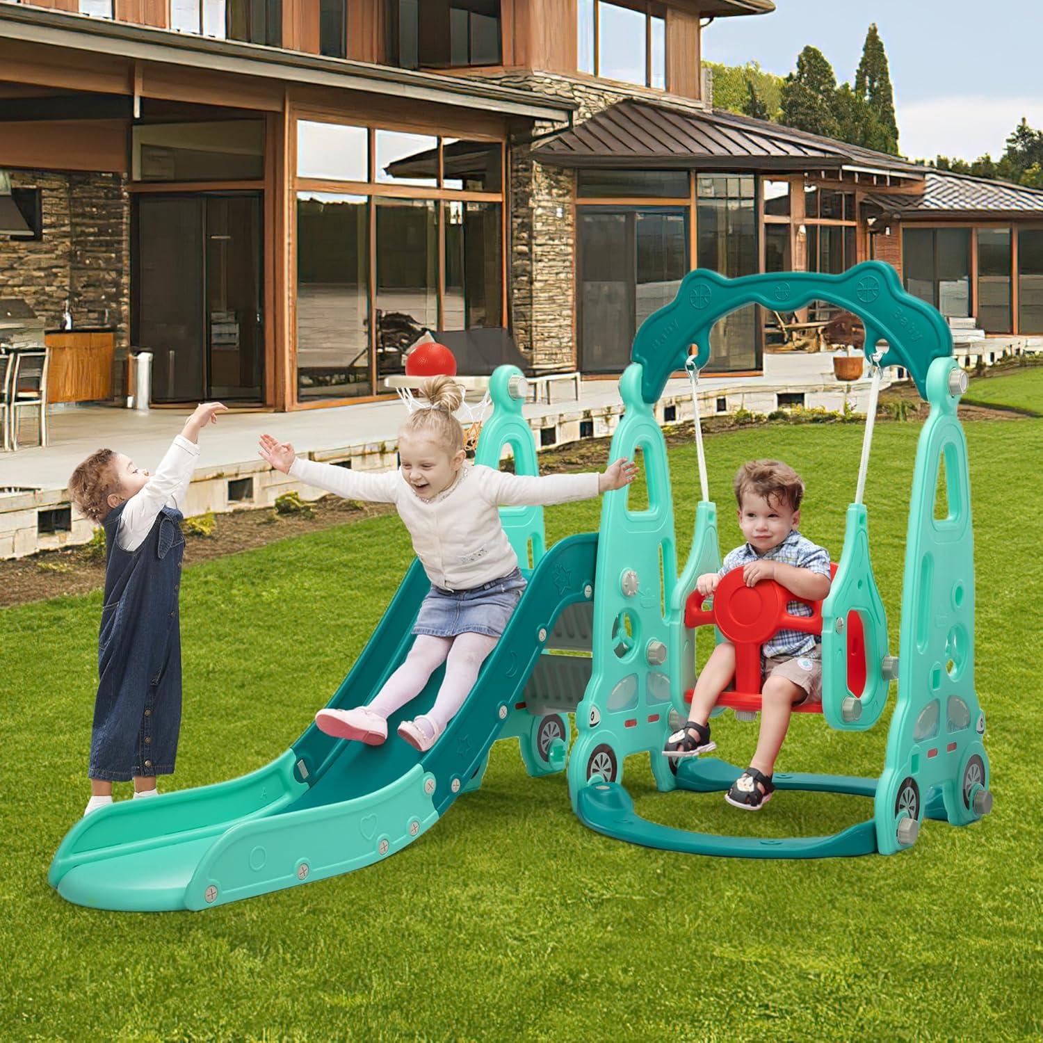 Juego de Escalera y Tobogán 3 en 1 Nyeekoy Azul