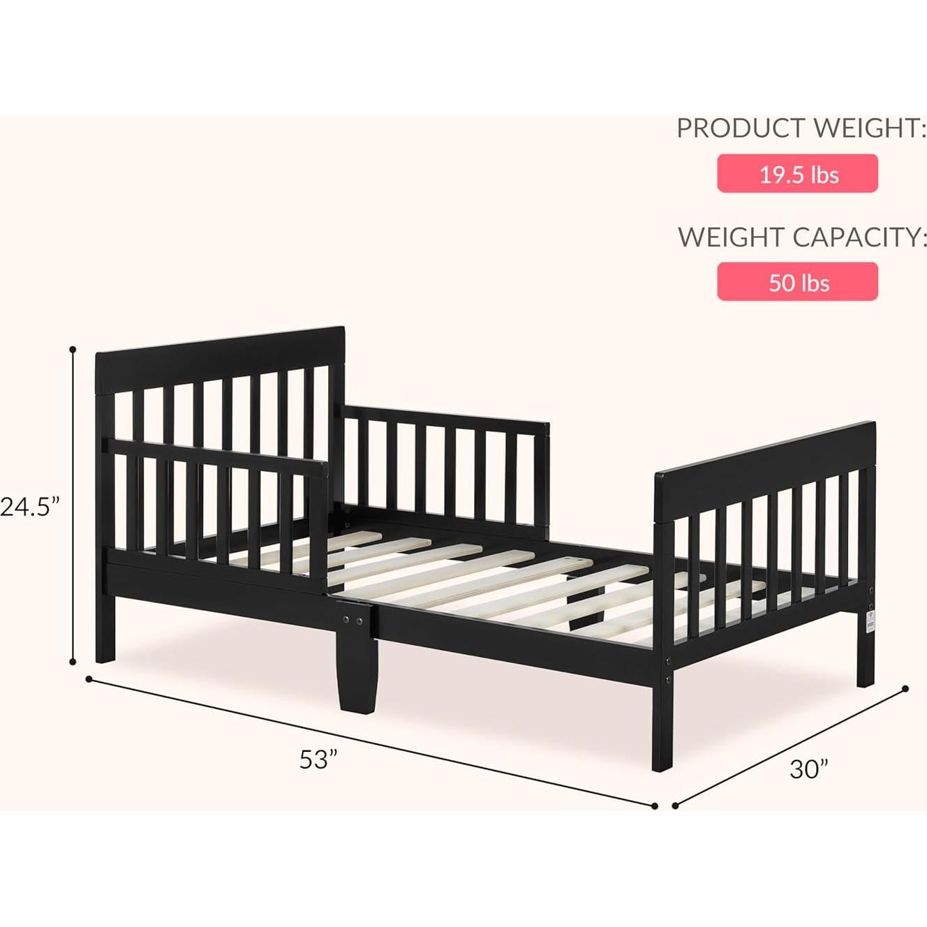 Cama para Niños Dream On Me Finn Negra, Madera de Pino, 134.6x76.2cm