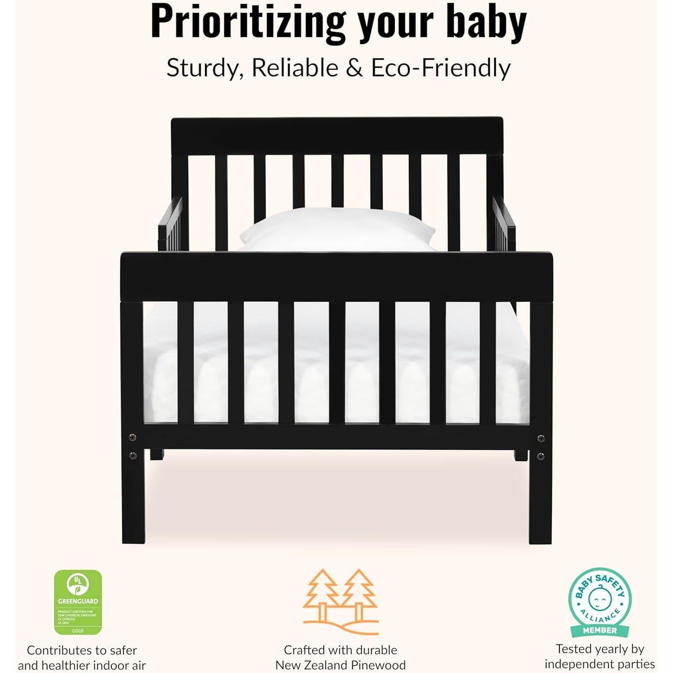 Cama para Niños Dream On Me Finn Negra, Madera de Pino, 134.6x76.2cm