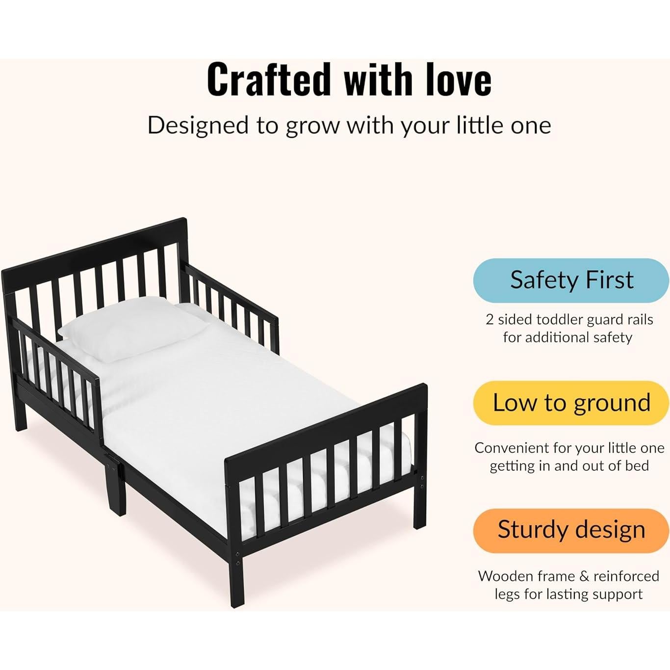 Cama para Niños Dream On Me Finn Negra, Madera de Pino, 134.6x76.2cm