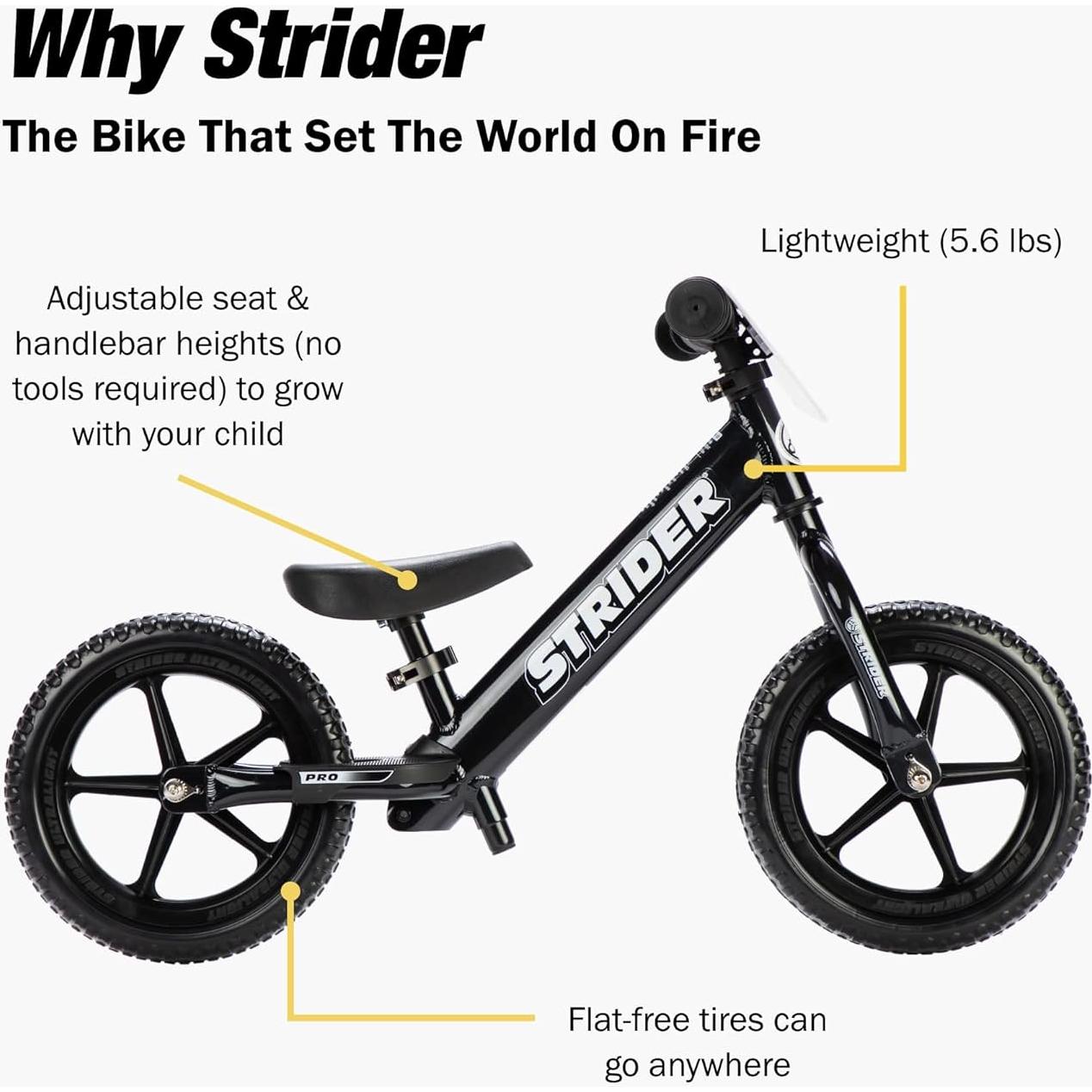 Bicicleta de Equilibrio Strider 12 Pro - Niños 1 a 4 Años