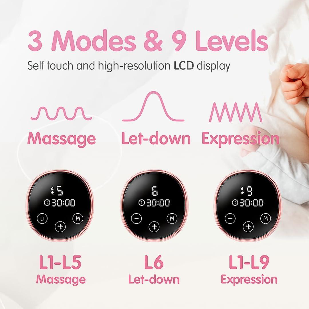 Extractor de Leche Eléctrico Doble SMART MOMMY con LCD Rosa