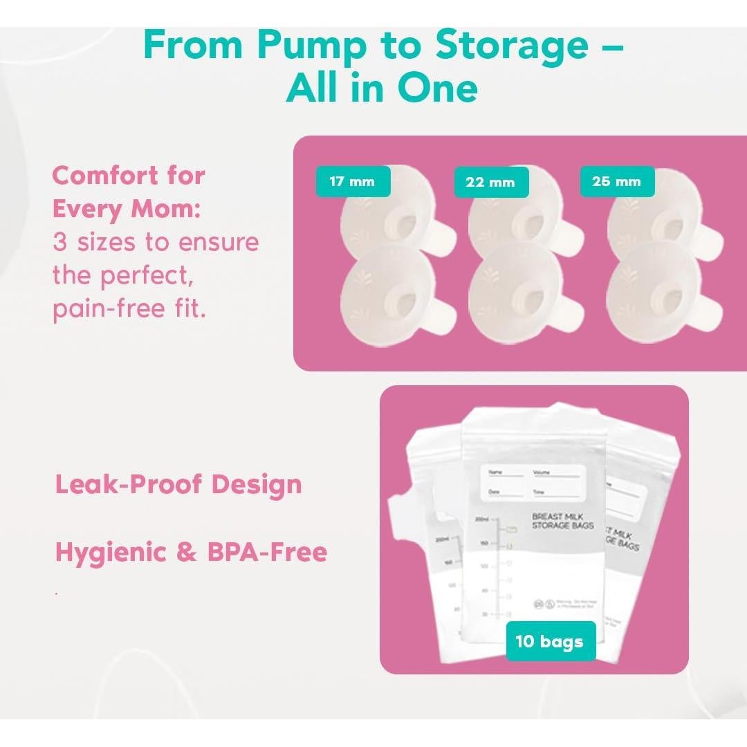 Extractor de Leche Eléctrico Doble SMART MOMMY con LCD Rosa
