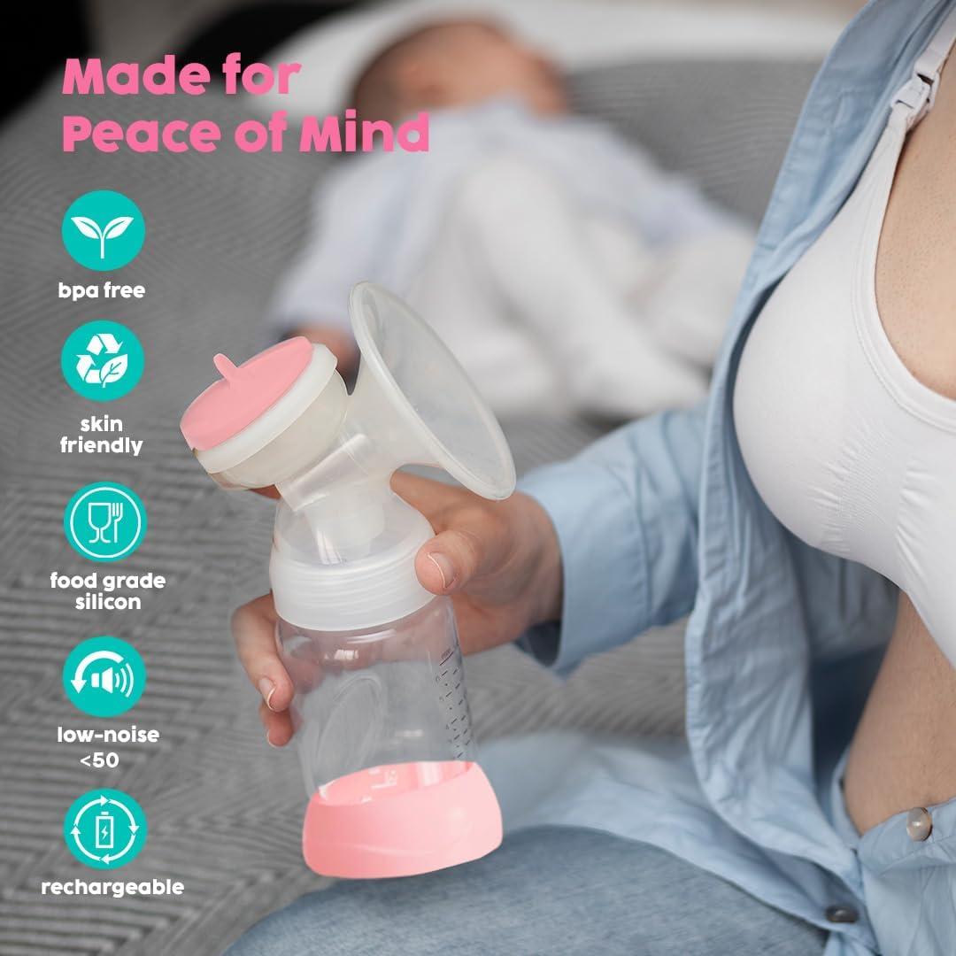 Extractor de Leche Eléctrico Doble SMART MOMMY con LCD Rosa