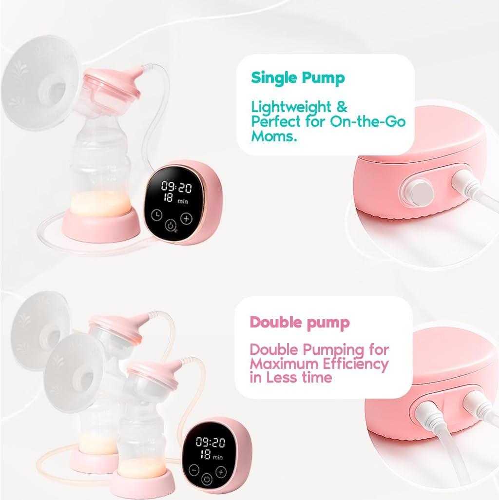 Extractor de Leche Eléctrico Doble SMART MOMMY con LCD Rosa