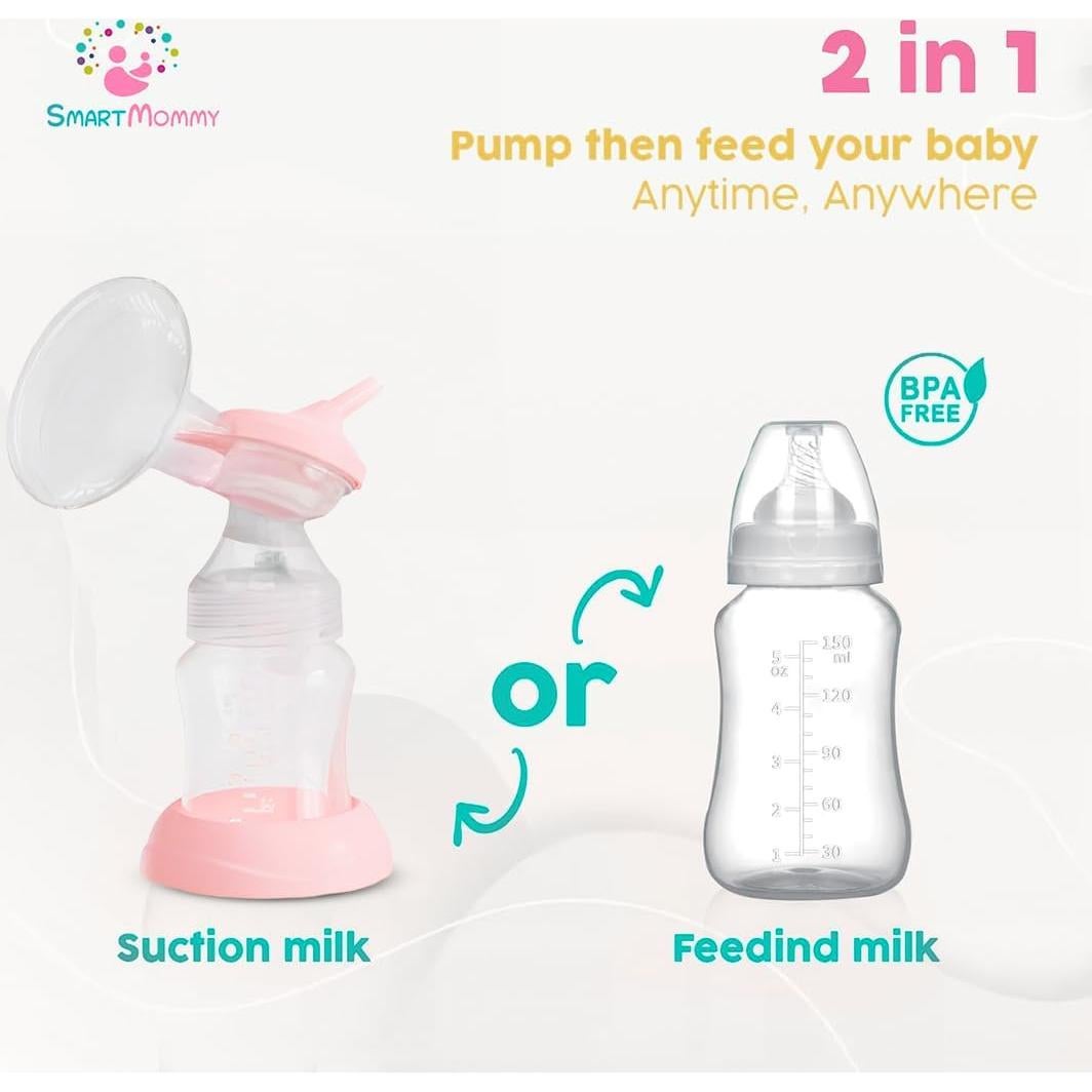 Extractor de Leche Eléctrico Doble SMART MOMMY con LCD Rosa
