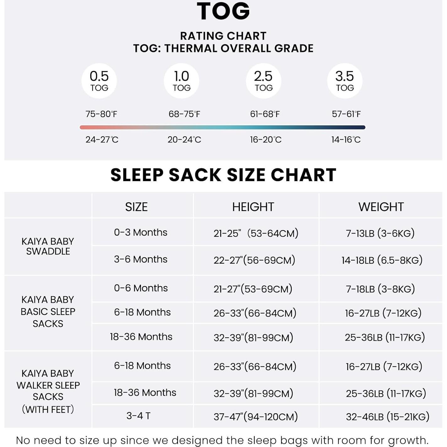 Saco de dormir unisex Kaiya Baby 1.0 Tog 0-6 meses