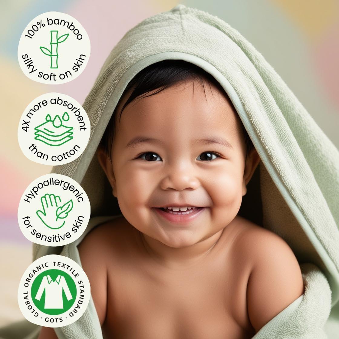 Juego de Toalla y Paño con Capucha Little Shoots 100% Rayón