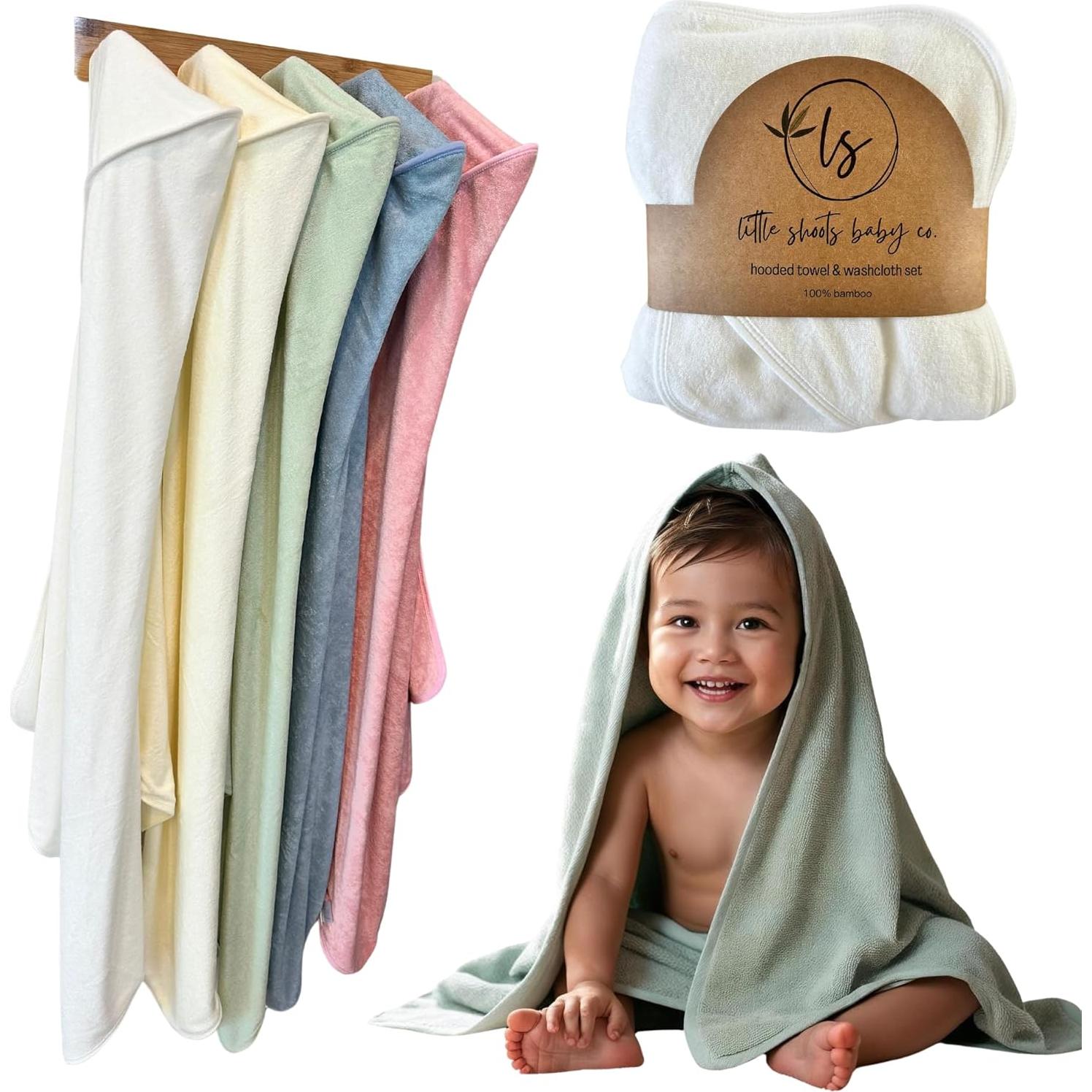 Juego de Toalla y Paño con Capucha Little Shoots 100% Rayón