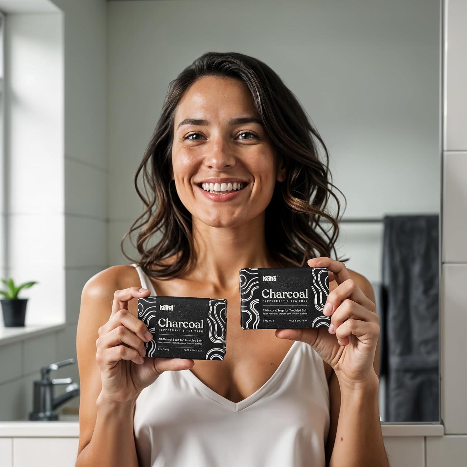 Barra de Jabón de Carbón Keika 142 g para Piel Grasa y Eczema