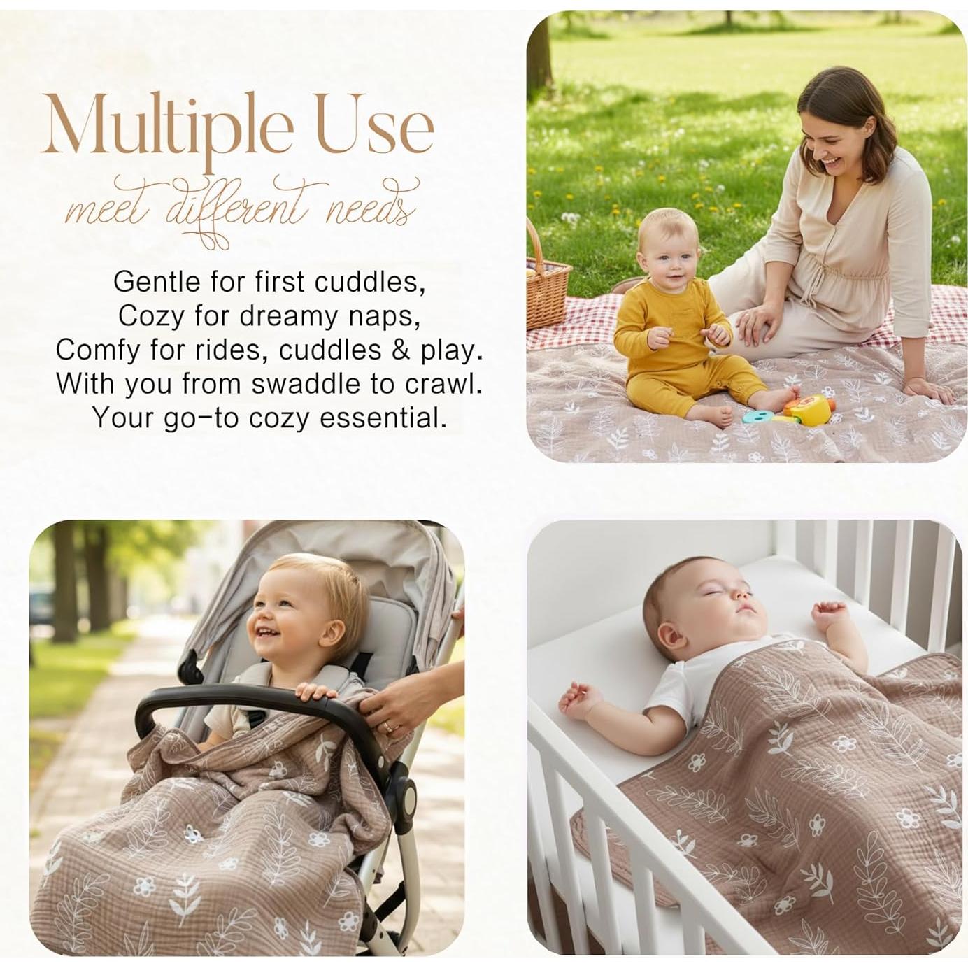 Manta de Muselina para Bebés HardNok 109.2x109.2 cm Floral