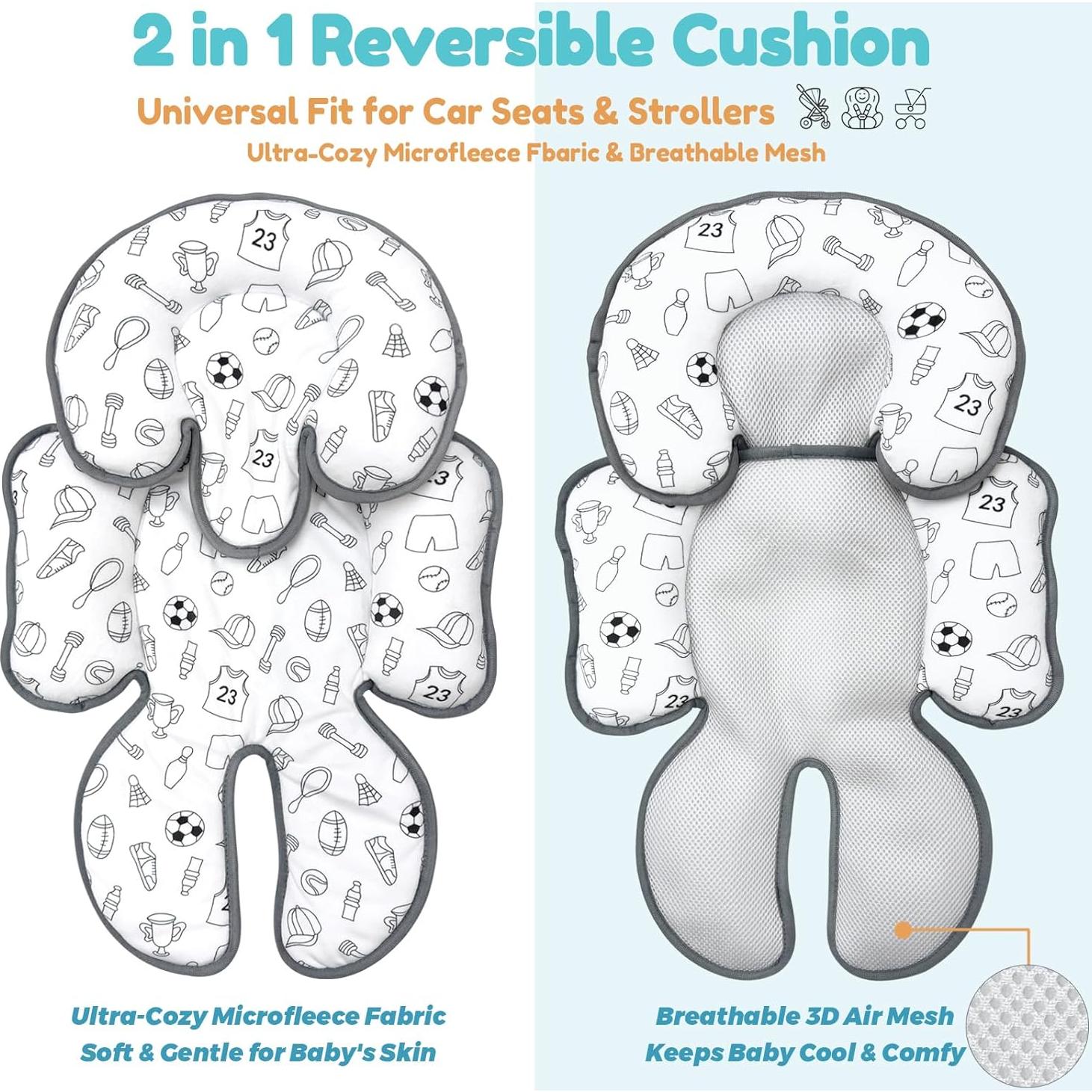 Cojín Inserto para Asiento de Auto Bebé Deportes 63x33cm