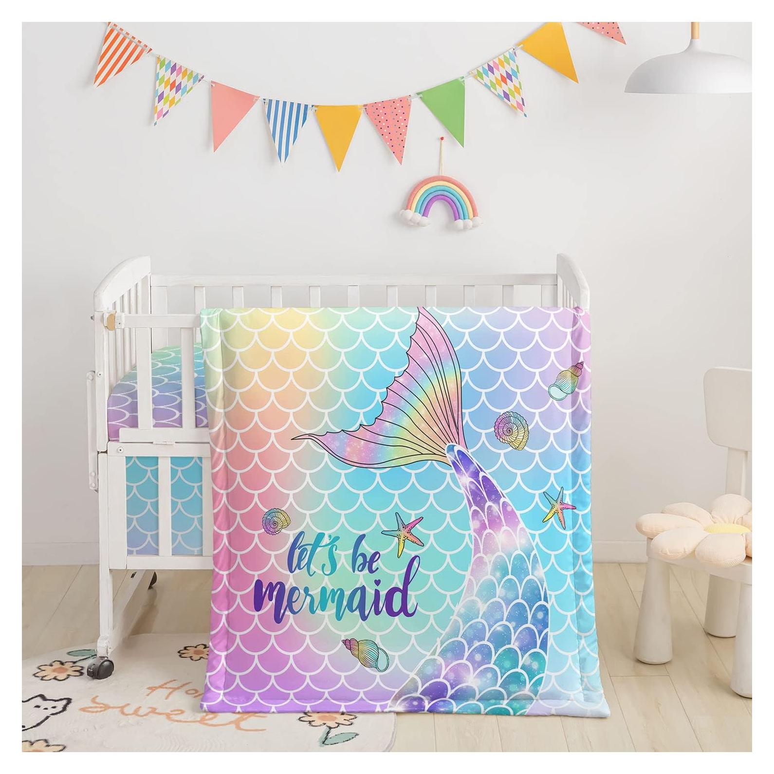 Juego de Ropa de Cuna 3 Piezas Datura home Sirena Arcoíris